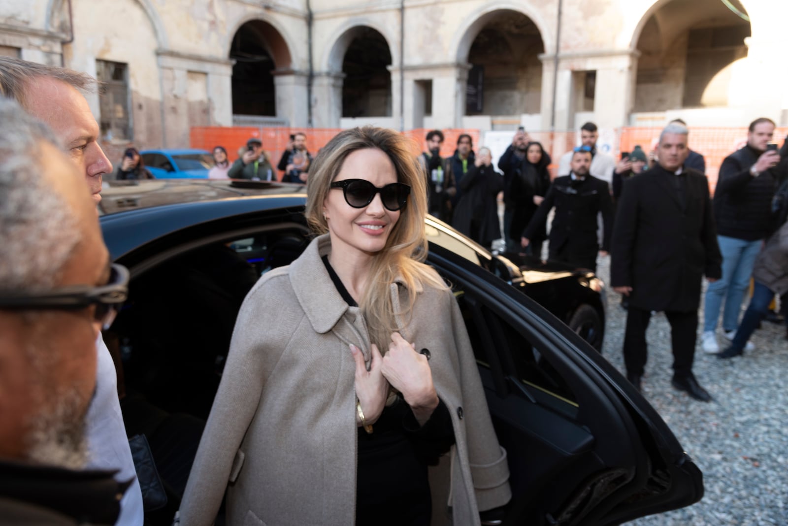 US actress Angelina Jolie arrives for the 42th Turin Film Festival in Turin, Italy, Sunday, Nov. 24, 2024. (Matteo Secci/LaPresse via AP)