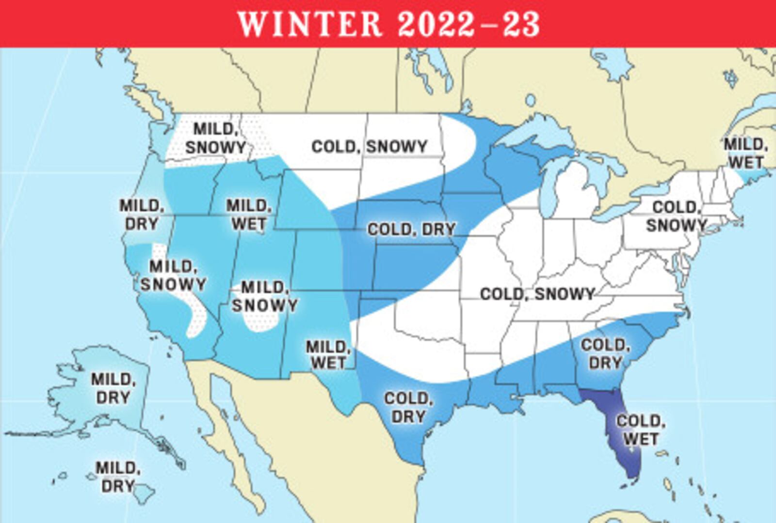 The Old Farmer's Almanac predicted that for a large portion of the U.S. including Ohio, the 2022-2023 will be especially cold and snowy | The Old Farmer's Almanac/CONTRIBUTED