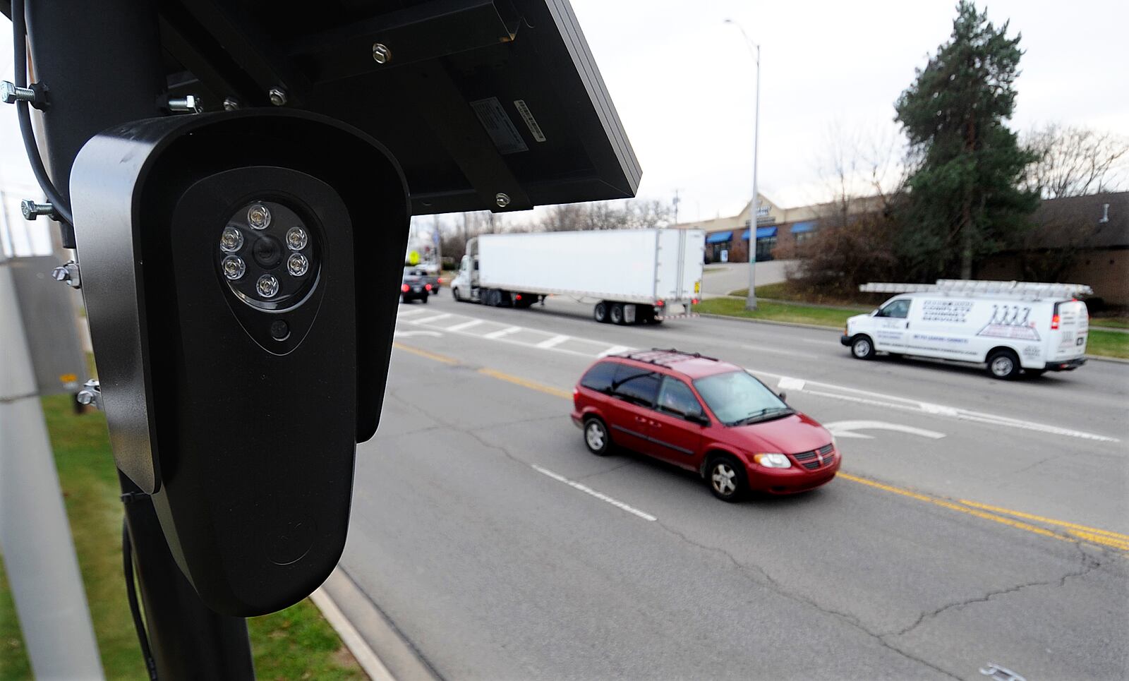 The Kettering Police Department has 10 automated license plate reading stationary cameras. This one was installed at the intersection of Dorothy Lane and County Line Road. MARSHALL GORBY\STAFF