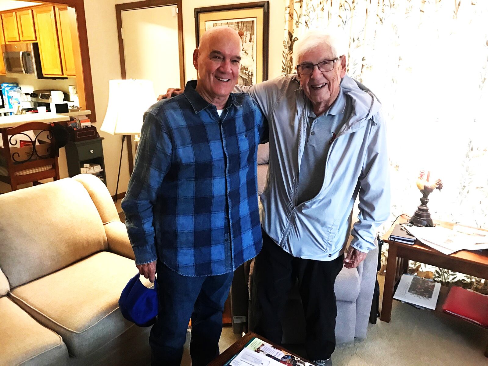 Dale Bufler with Fred Lindley, the longtime Centerville High and University of Dayton educator, who grew up in Darrtown, was coached in high school by  Dale and today runs the Darrtown webpage that commemorates all facets of the small crossroads between Hamilton and Oxford in Butler County. Tom Archdeacon/CONTRIBUTED