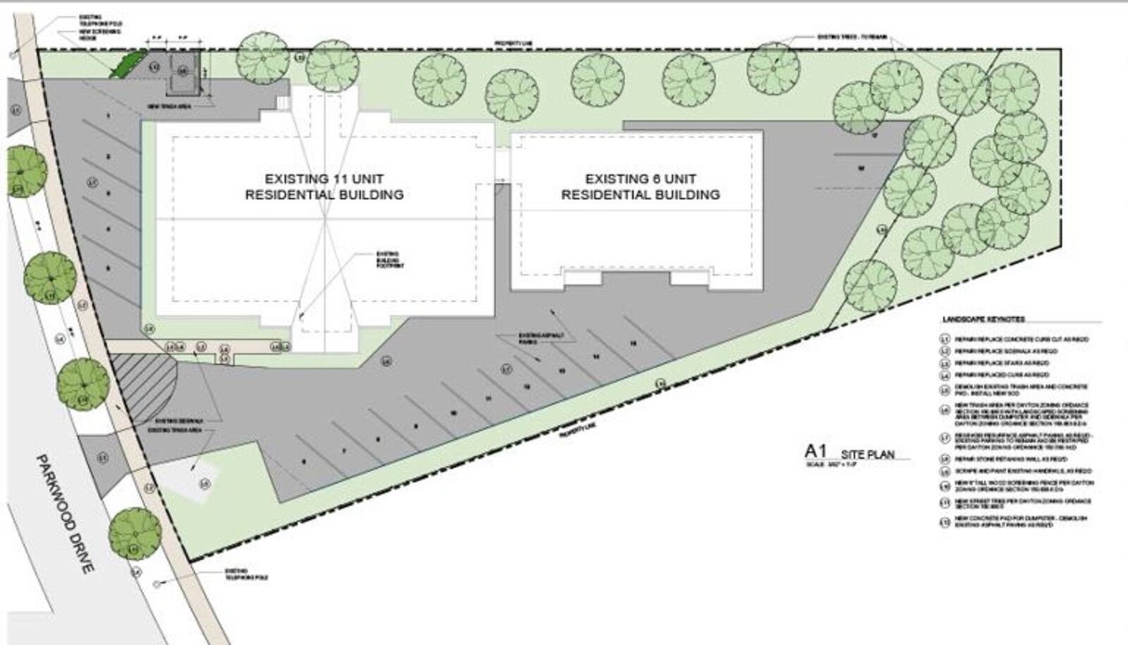 A site map of the apartments at 325 W. Parkwood Drive in the Hillcrest neighborhood. CONTRIBUTED