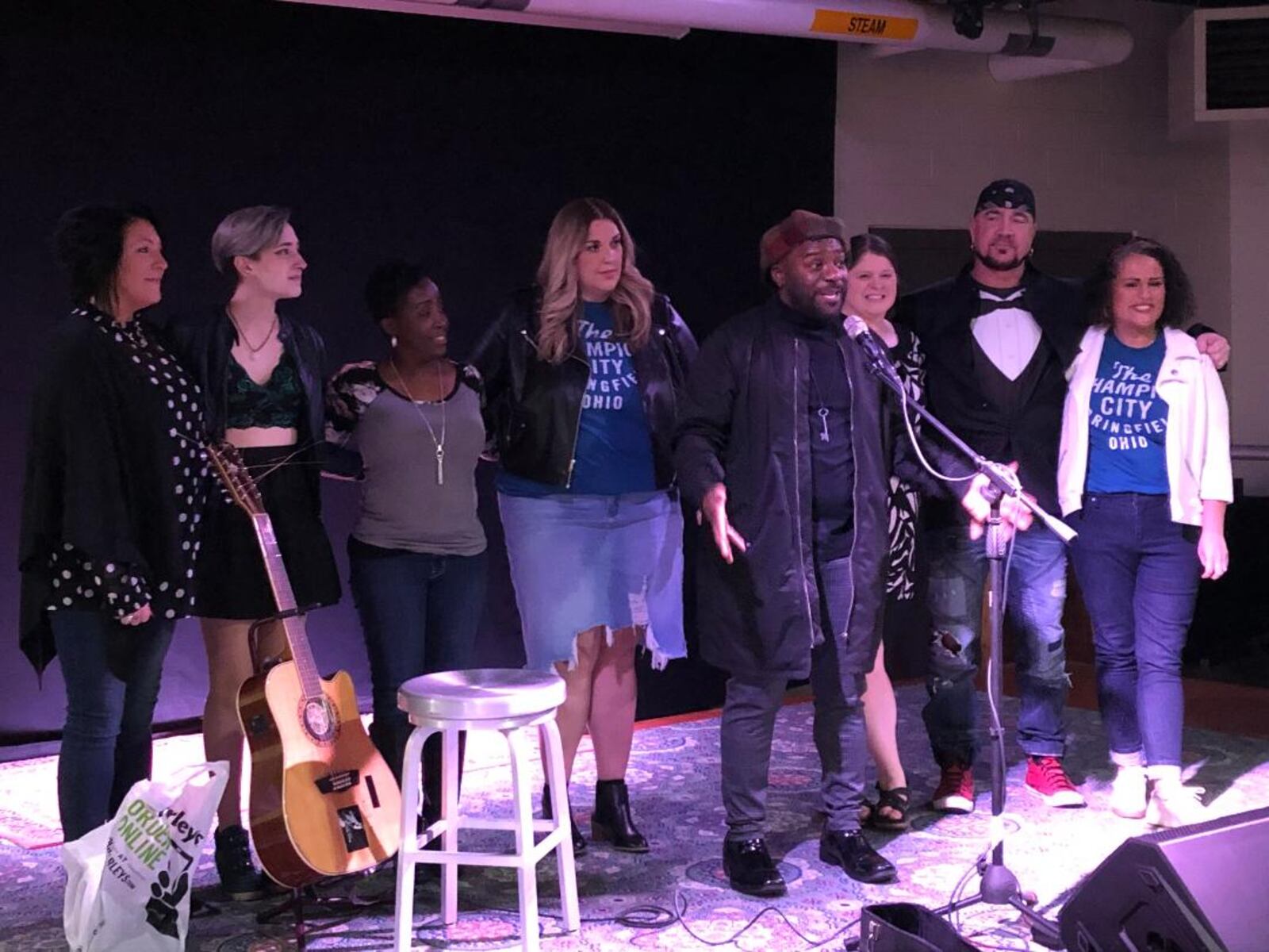 Cast members of the ABC TV pilot "Finding Harmony" reunited for the first time since filming here in late spring for a viewing party of the premiere of the show that shot all over Springfield. The cast members hugged, sang and watched it together on Wednesday evening at Mother Stewart's Brewing Co.