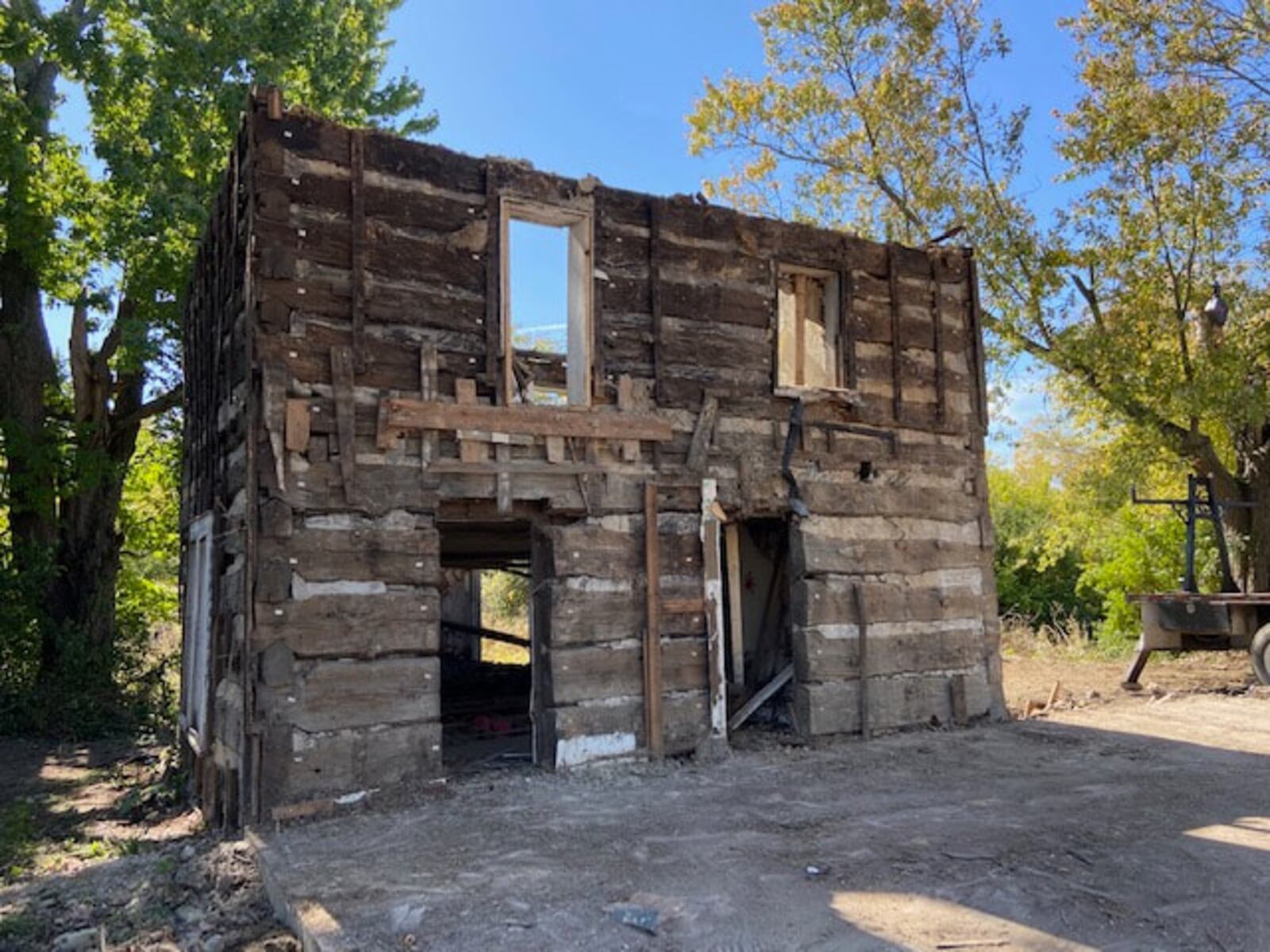 This cabin, dated back to the late 1700s was disassembled and is being rebuilt in Lebanon.