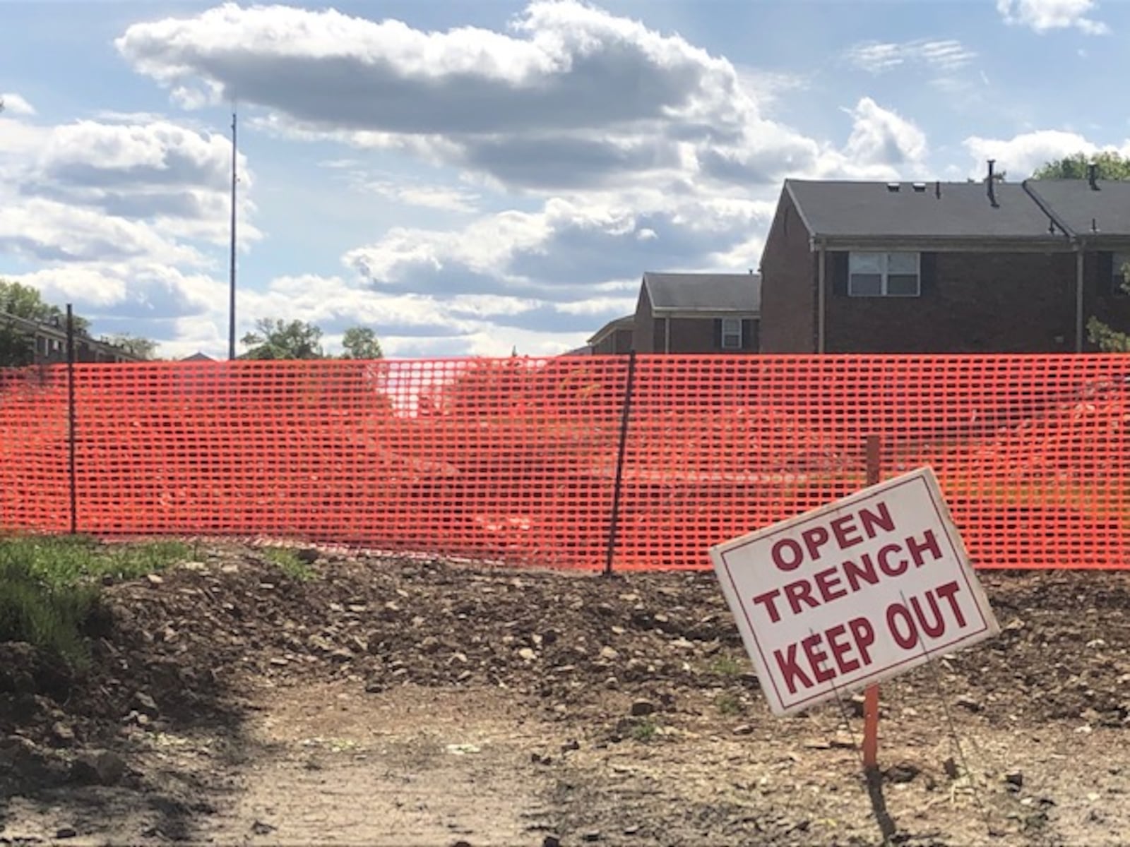 CenterPoint Energy pipeline replacement in Centerville has involved digging trenches and multiple sign postings. NICK BLIZZARD/STAFF