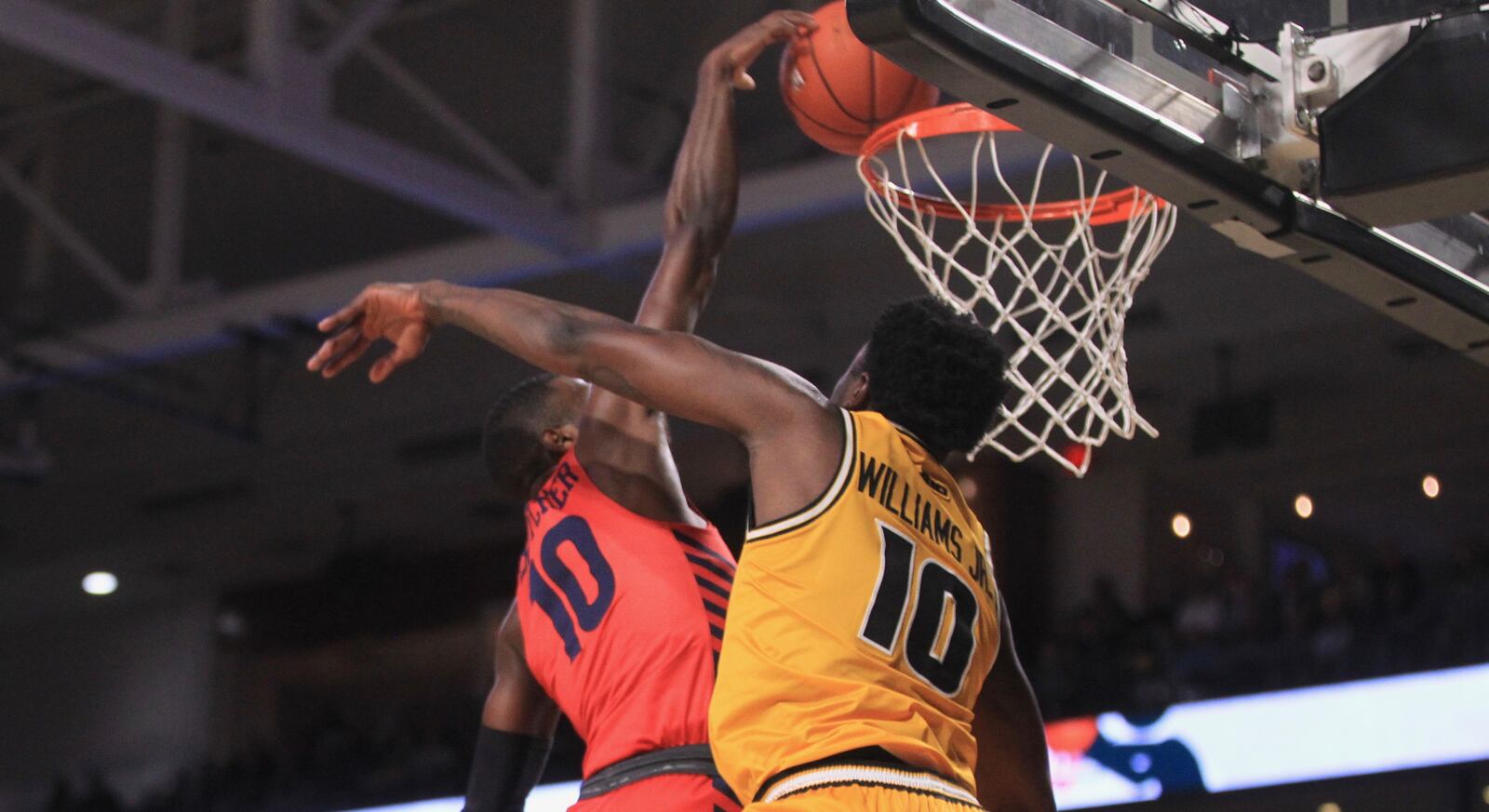 Dayton's Jalen Crutcher dunks against Virginia Commonwealth in the first half on Tuesday, Feb. 18, 2020, at the Siegel Center in Richmond, Va.