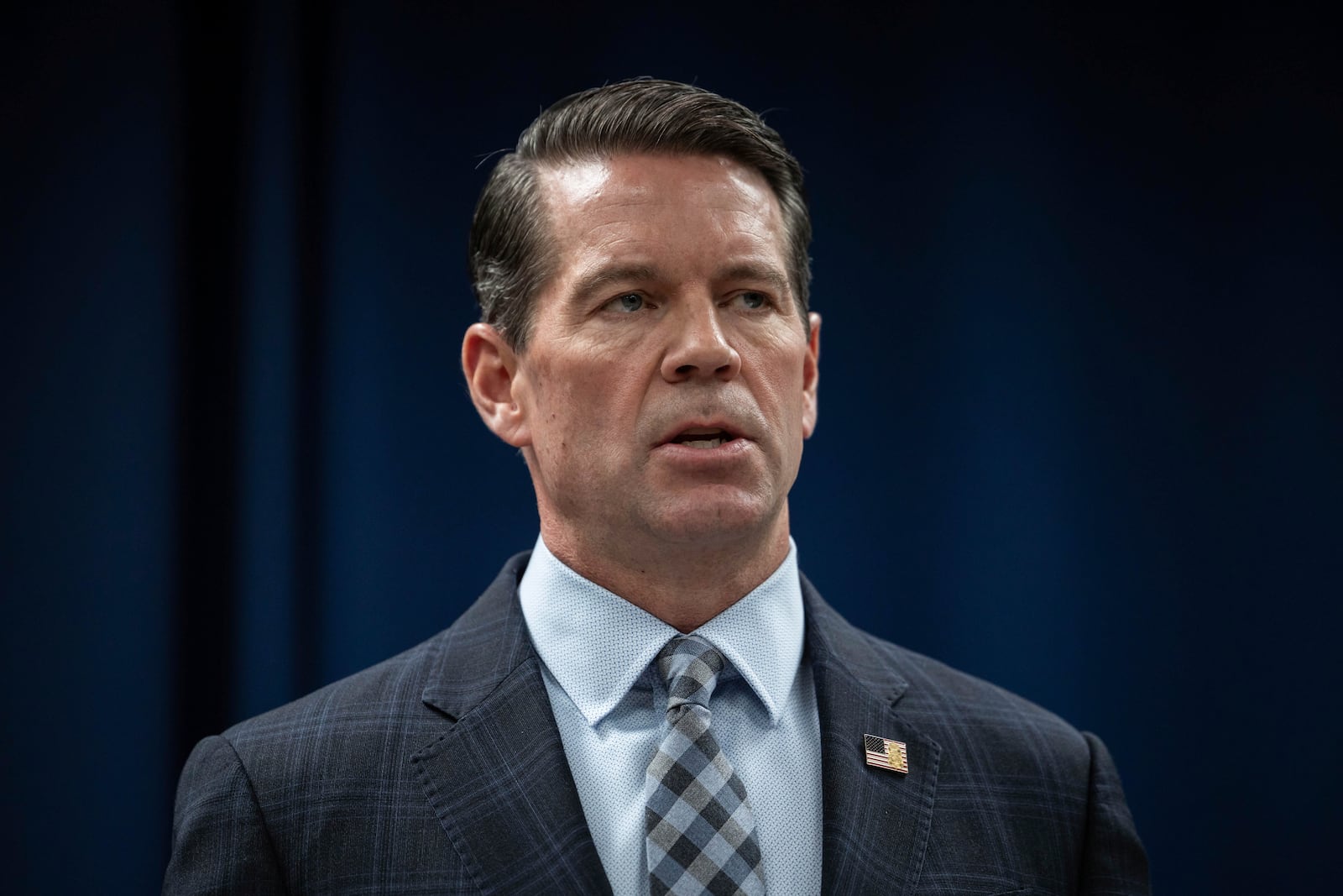 Assistant Director in Charge of the FBI's New York Field Office James Dennehy speaks during a press conference in regards to the arrests of former Abercrombie & Fitch CEO Mike Jeffries and his partners as part of sex trafficking investigation at the U.S. Attorney's Office, Tuesday, Oct. 22, 2024, in New York. (AP Photo/Yuki Iwamura)