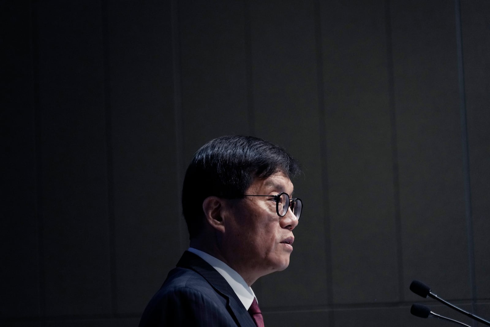 Bank of Korea Gov. Rhee Chang-yong speaks during a press conference at the central bank in Seoul, South Korea, Thursday, Nov. 28, 2024. (AP Photo/Ahn Young-joon)