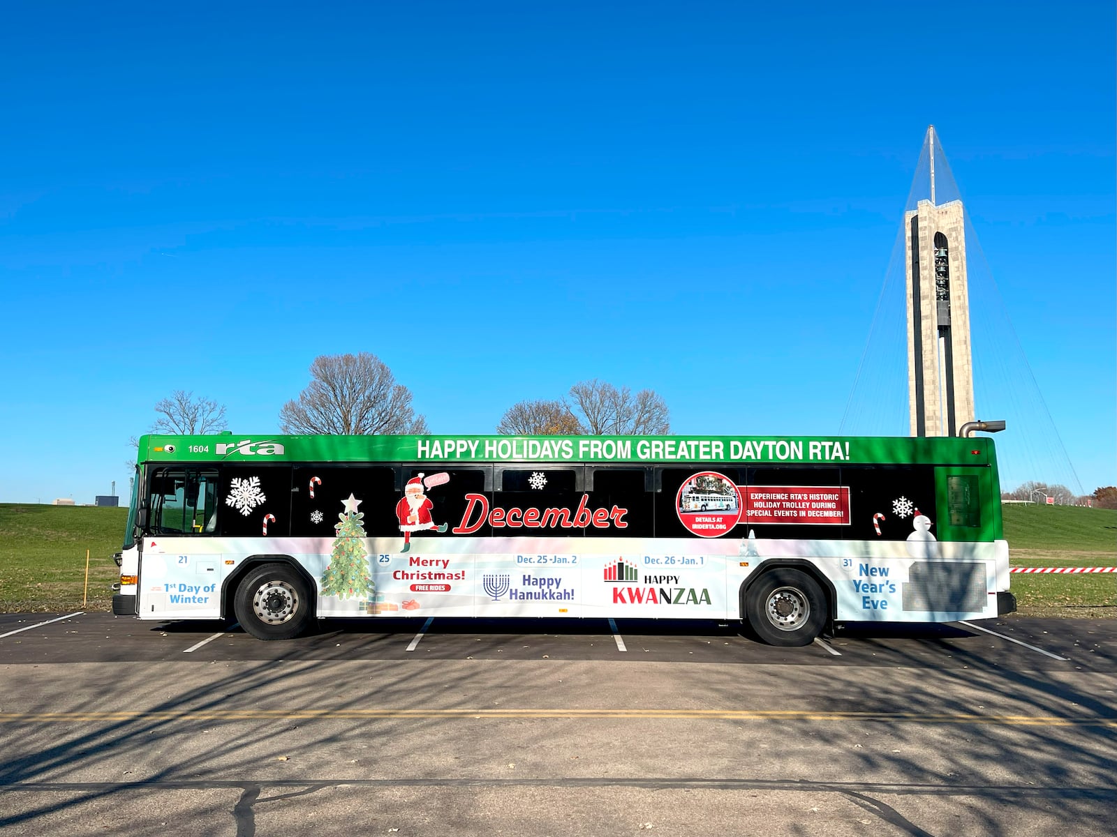 Take a ride on RTA's holiday bus this December. Photo courtesy the Greater Dayton Regional Transit Authority.