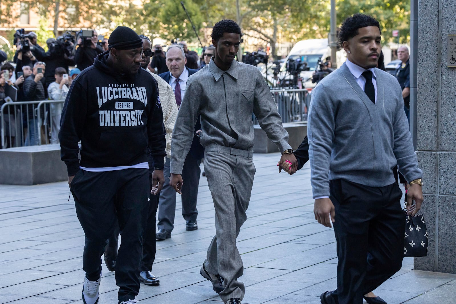 King Combs, center, arrives at Manhattan federal court, Thursday, Oct. 10 2024, in New York. (AP Photo/Yuki Iwamura)