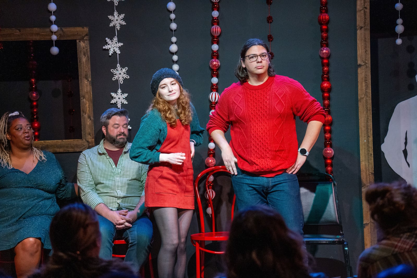 Performers at Black Box Improv Theater's holiday show. This year will feature a house band, specialty sandwiches and festive libations.