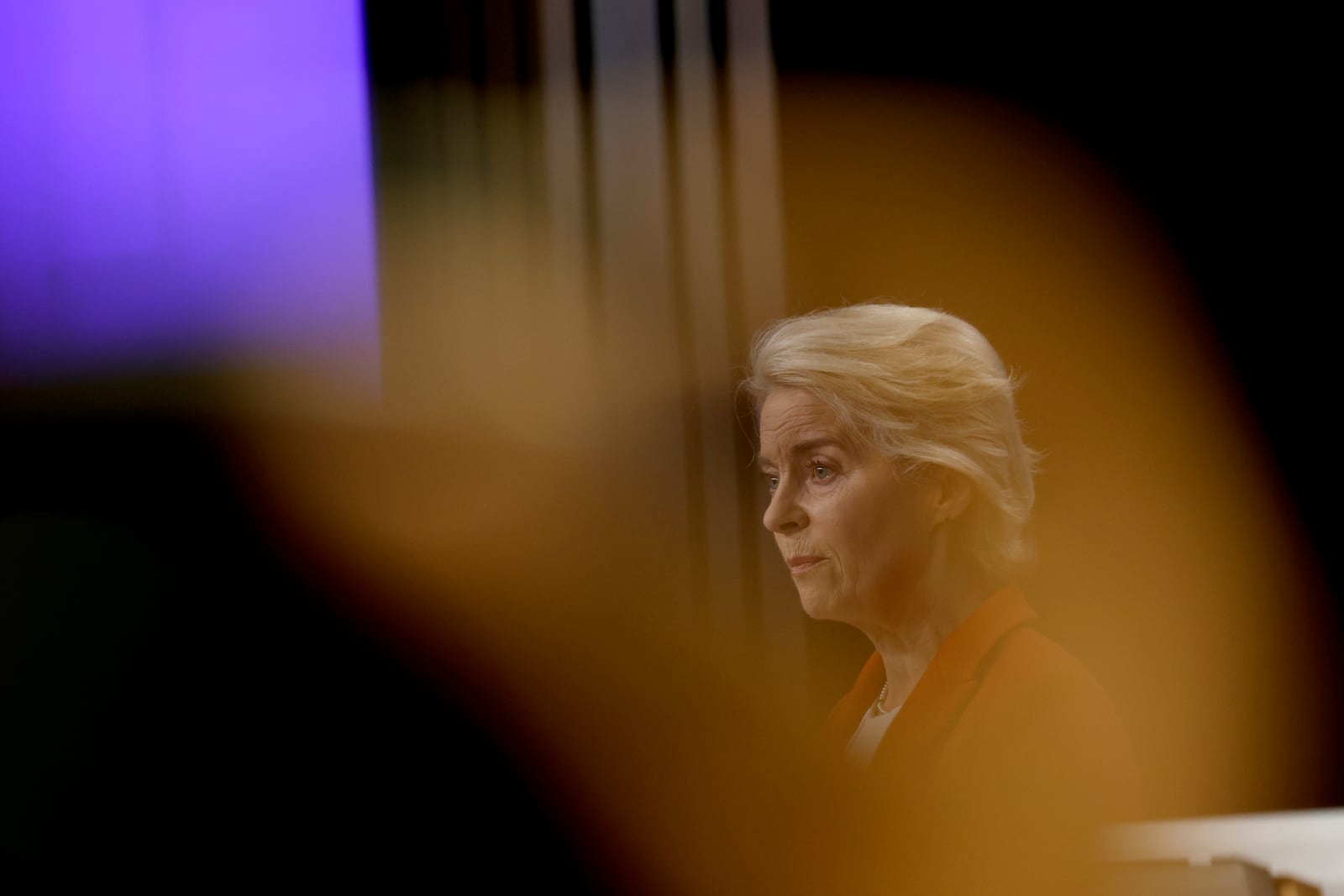 European Commission President Ursula von der Leyen speaks during a media conference at an EU summit in Brussels, Thursday, Oct. 17, 2024. (AP Photo/Geert Vanden Wijngaert)