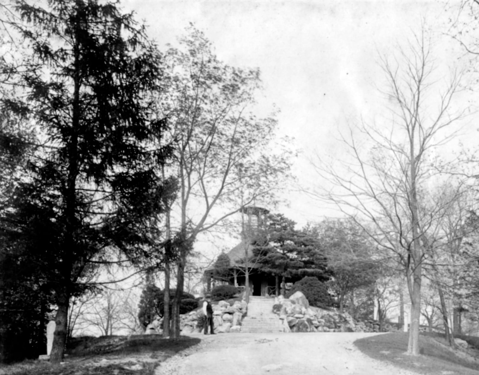 Lookout Tower at Woodland Cemetery photographed in 1898. WRIGHT STATE UNIVERSITY ARCHIVES