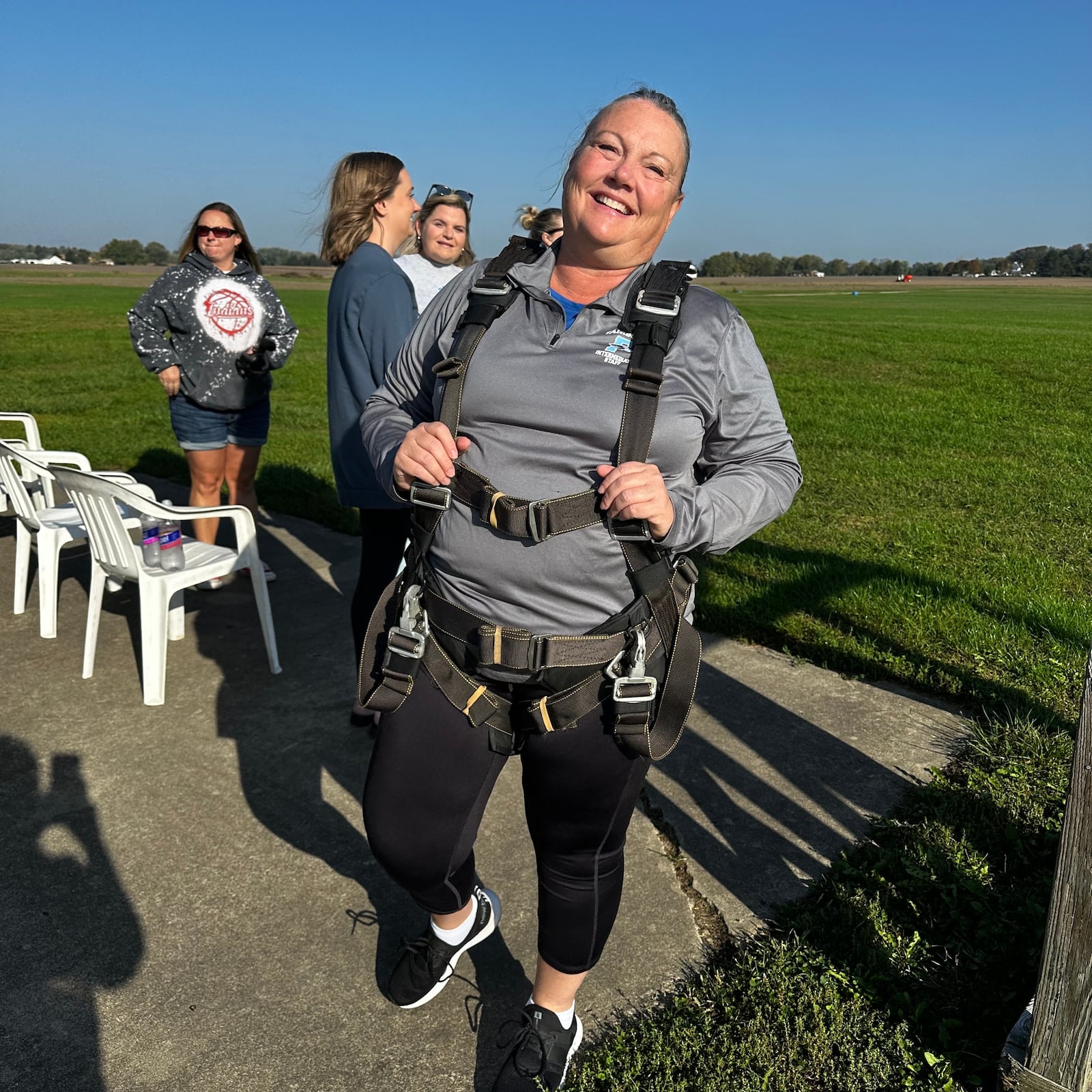 Fairborn Intermediate School principal Tammy Gendreau faced her fears by skydiving to recognize the amount of money that her students raised for the school PTO. CONTRIBUTED 