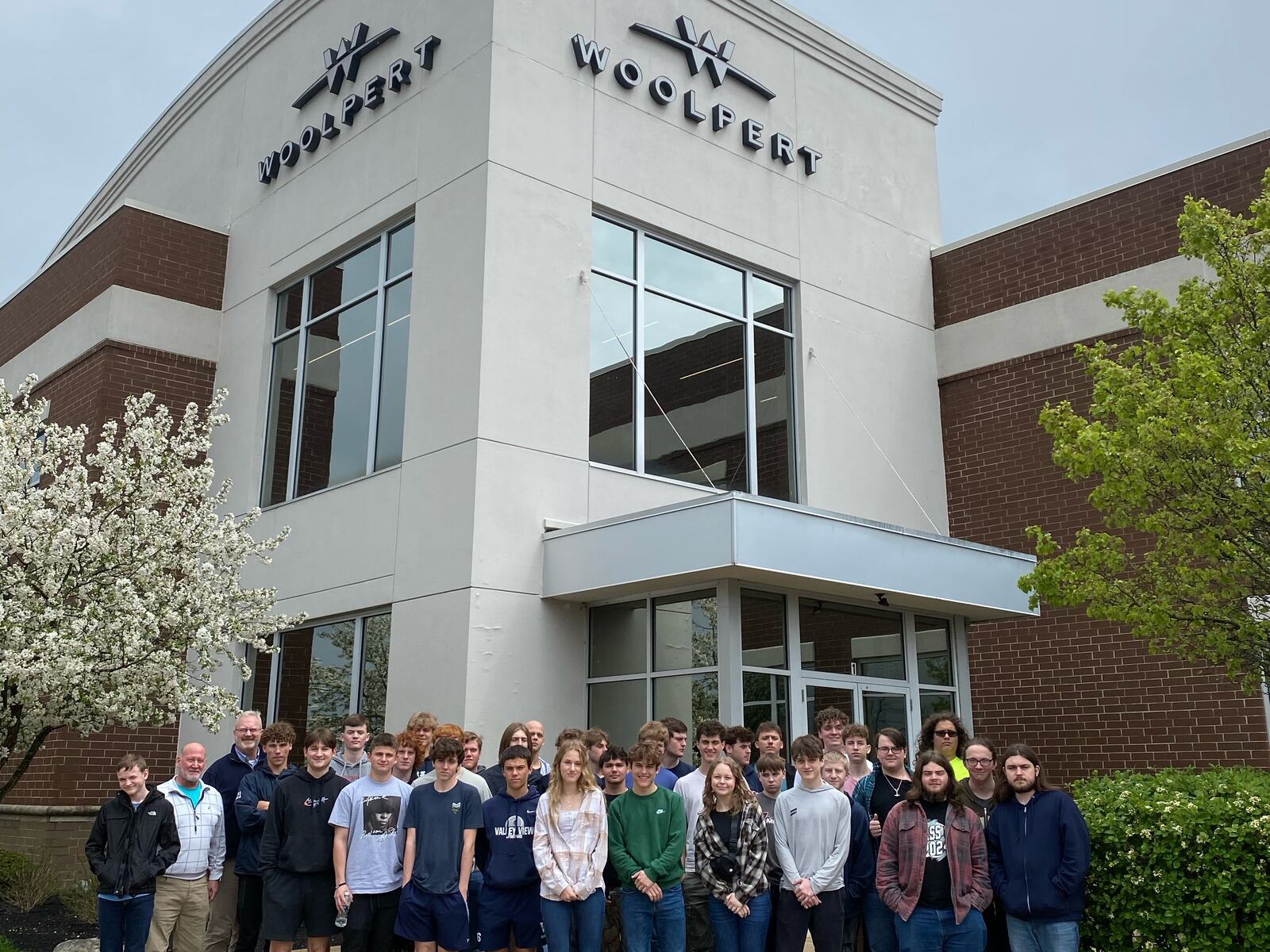 A group of Valley View High School students visiting Woolpert.