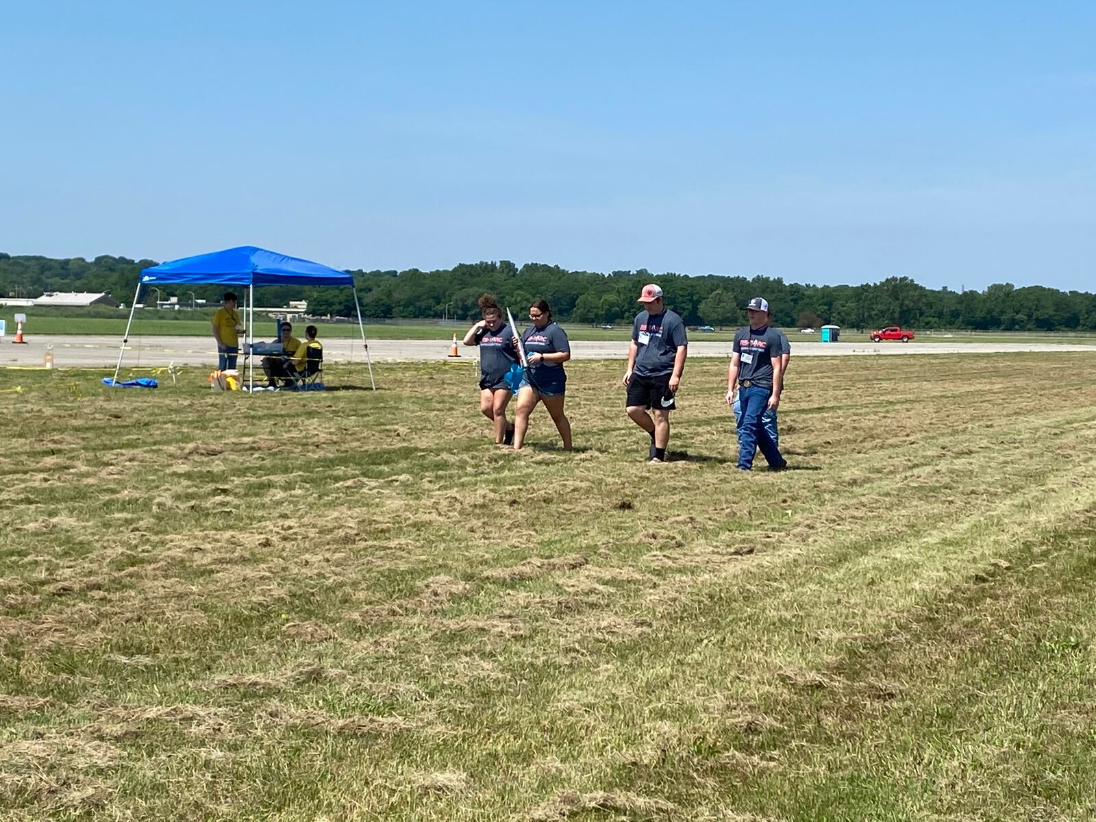 Middle school students from Richards R-V School District, West Plains, Missouri, compete in the National Finals of The American Rocketry Challenge on Saturday at the Air Force Museum. Eileen McClory / Staff