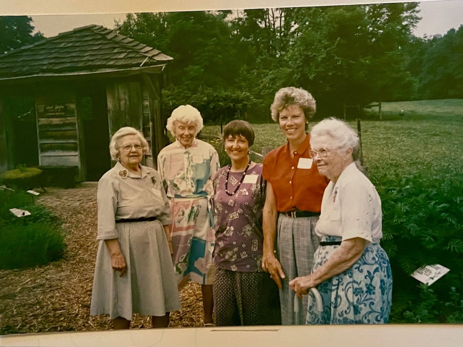 Pictured left to right are Lillian Shaffer, Dayton Daily News columnist Roz Young, Norma Lodge, Jane Peterson and philanthropist Marie Aull, who donated the land for the Herb Garden. CONTRIBUTED