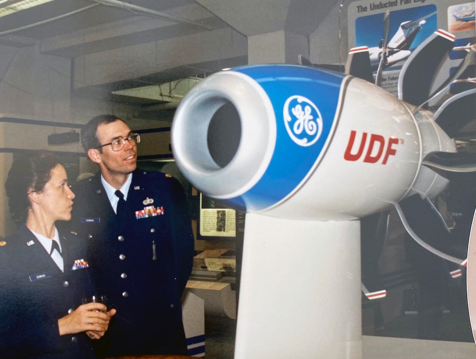 Peggy and Rich Bowman, both Air Force majors at the time, attend official functions during their assignments in the Washington, D. C. area in the late 1980s, including this Air Force Association sponsored display of new technology. Peggy Bowman was assigned to the Pentagon while  Rich was assigned to Andrews Air Force Base in Maryland. CONTRIBUTED
