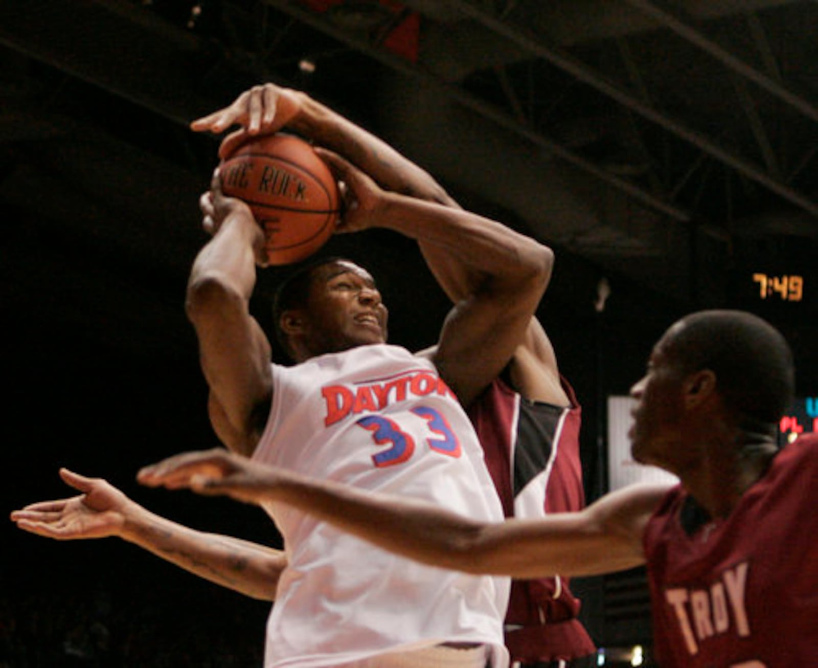 Chris Wright, of the University of Dayton Flyers, is fouled as he drives to the basket in this 2008 photo. 