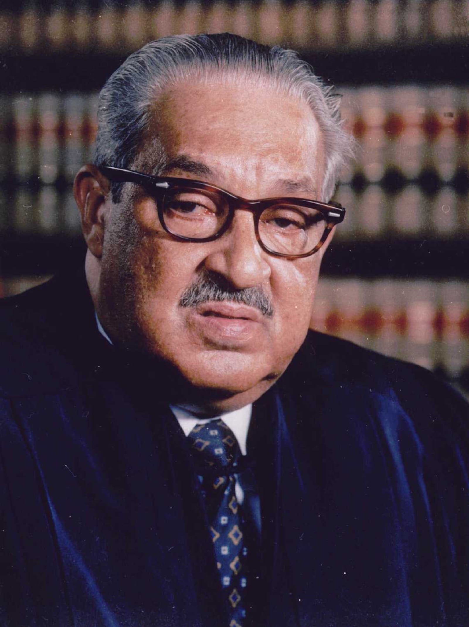 FILE--The late Thurgood Marshall, shown in this 1989 file photo, the first black member of the Supreme Court and a towering civil rights leader, began giving the FBI information about the civil rights movement in the 1950s despite his outspoken criticism of the bureau, USA Today reported Monday, Dec. 2, 1996. Marshall passed along information about a dissident NAACP leader in North Carolina and about other civil rights leaders who were advocating violence in the state, a June 4, 1959, memo from the FBI's New York office indicates. (AP Photo/National Geographic Society, ho) 