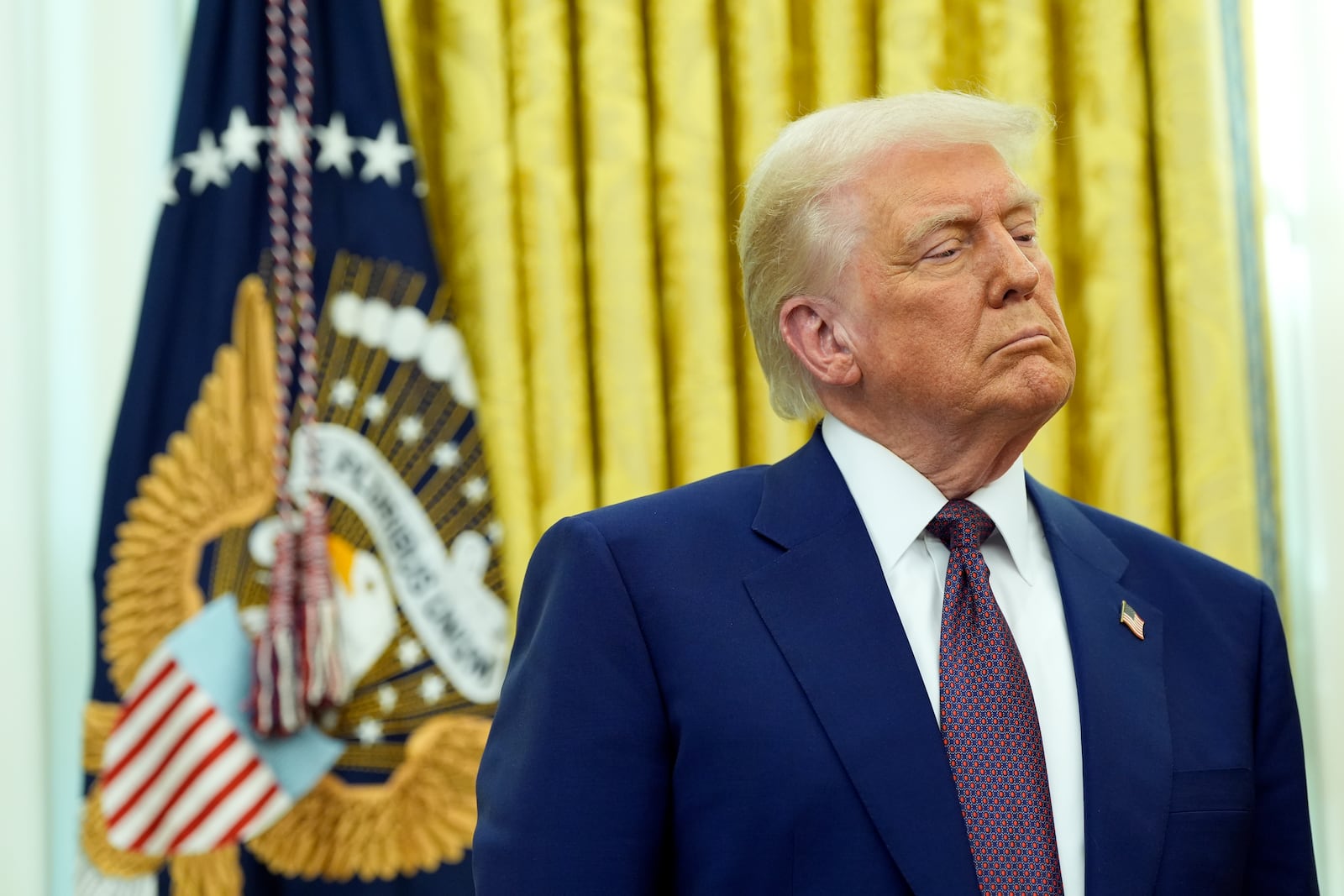 President Donald Trump listens was Robert F. Kennedy Jr., speaks after being sworn in as Health and Human Services Secretary in the Oval Office at the White House, Thursday, Feb. 13, 2025, in Washington. (Photo/Alex Brandon)