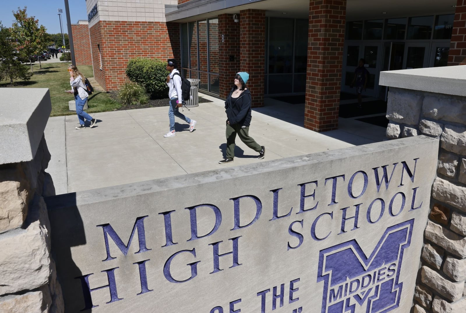 Students exit Middletown High School at the end of the school day Friday, Sept.
 15, 2023 in Middletown. NICK GRAHAM/STAFF