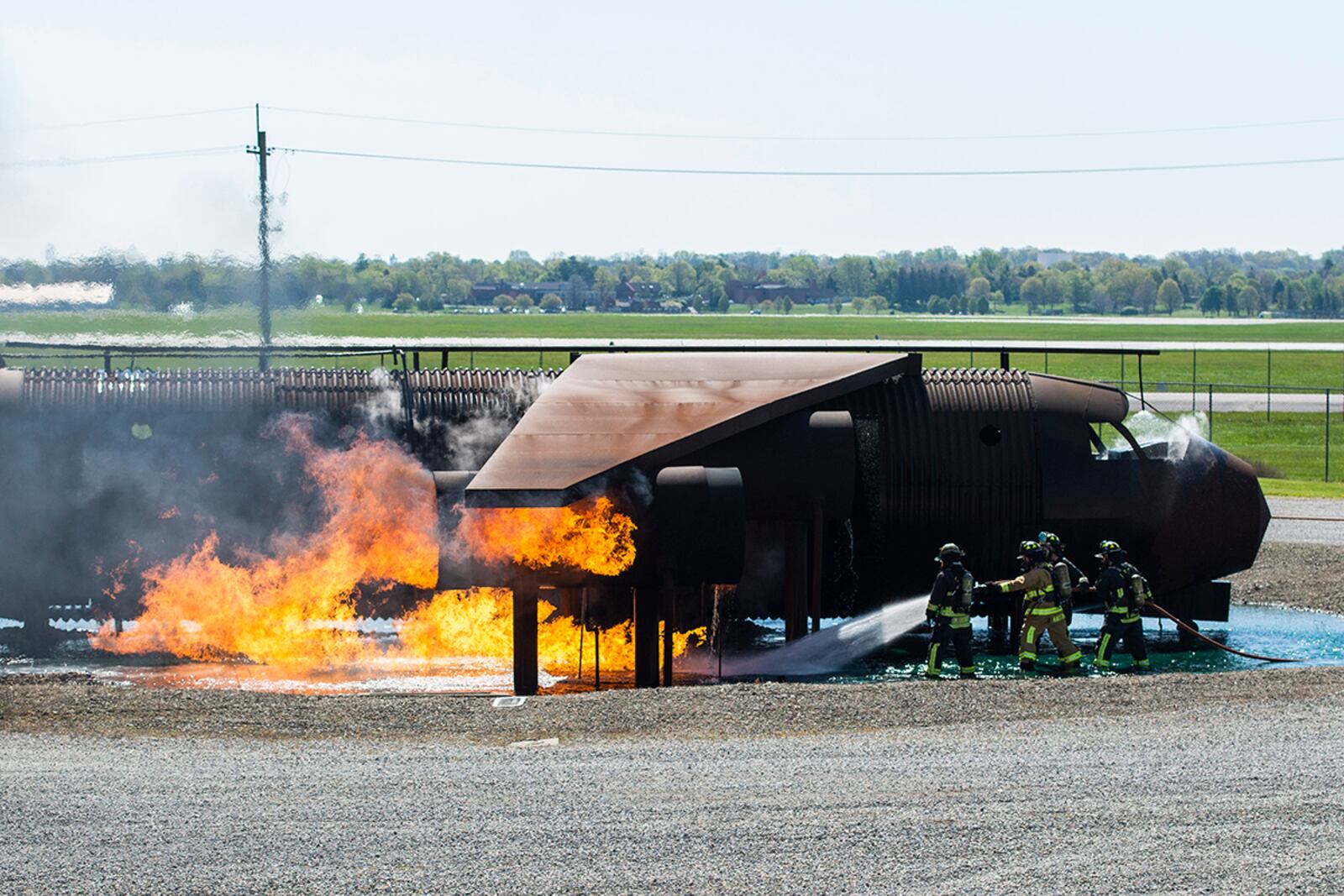 Crews from the 788th Civil Engineer Squadron fire department train twice a year to ensure their skills are always up to date. U.S. AIR FORCE PHOTO/WESLEY FARNSWORTH