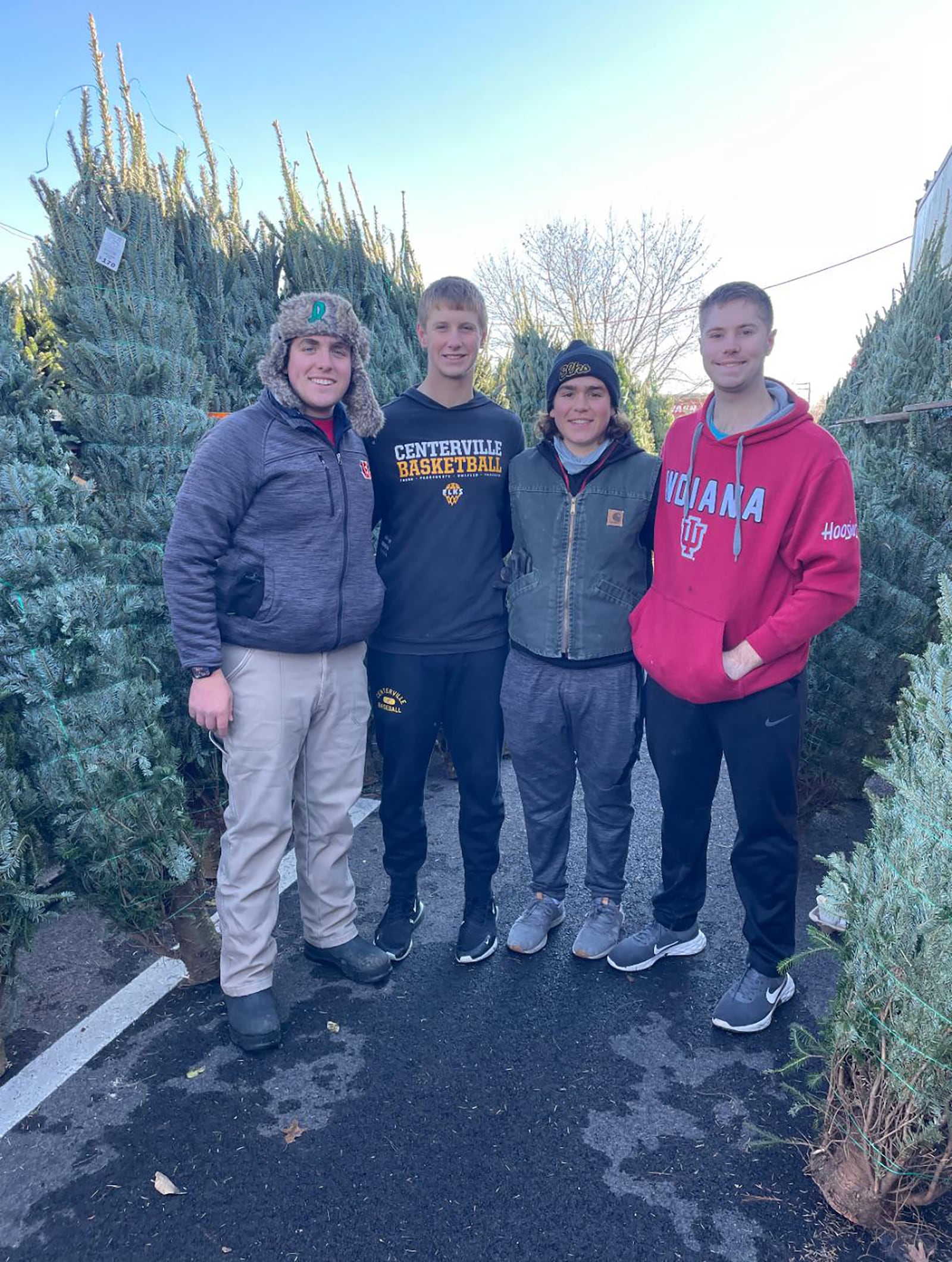 LeMaster's older brother Cooper (Left) inspired him to support the community through fundraising and volunteerism. They are shown volunteering at the Centerville Noon Optimist Christmas tree lot. L-R Cooper LeMaster, Lucas Dice, Barrett LeMaster and Jacob Dice