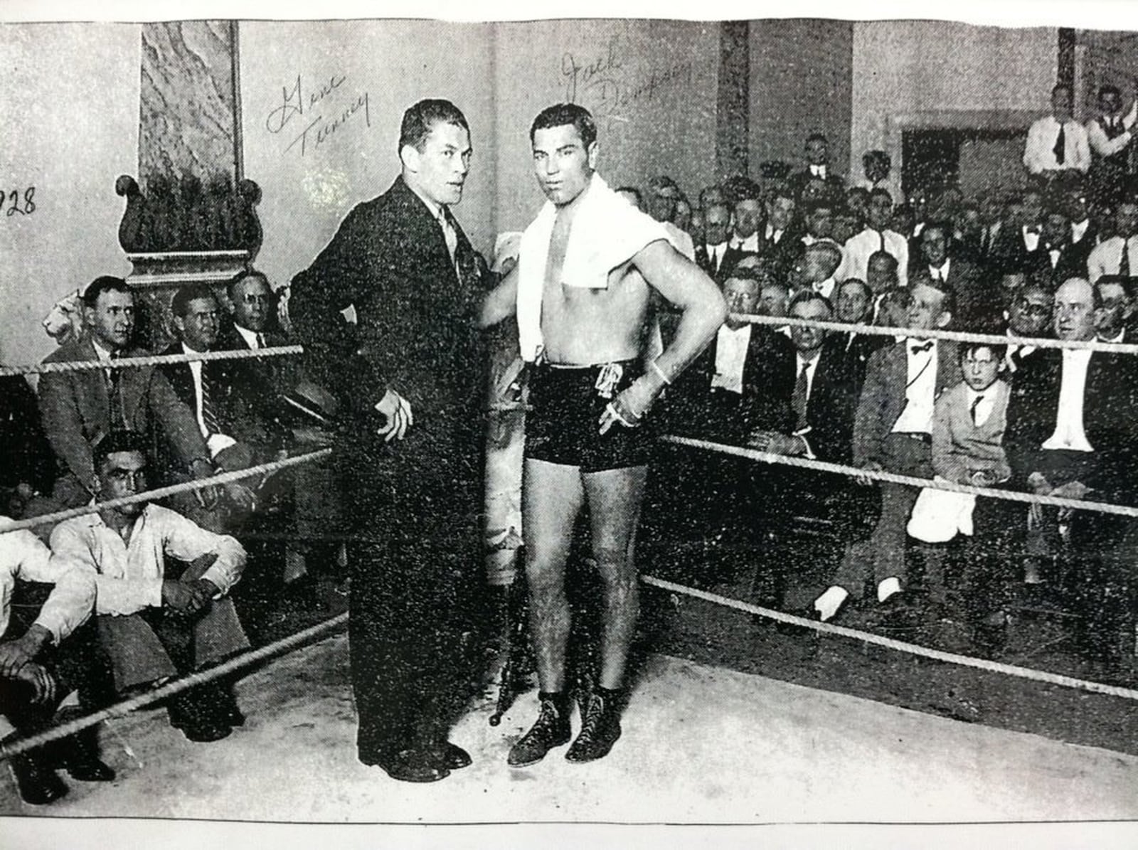 Jack Dempsey meets Gene Tunney, October 1925, in Dayton. CONTRIBUTED