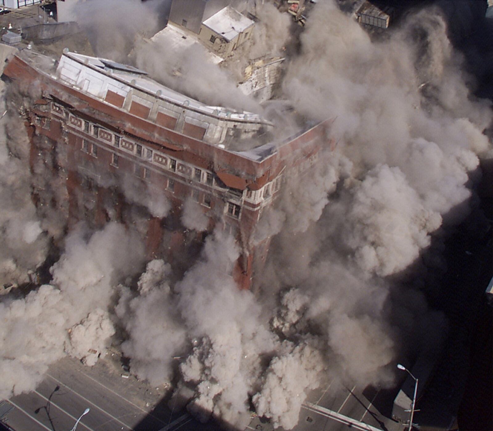 Detail of the implosion of the Rikes-Lazarus building.