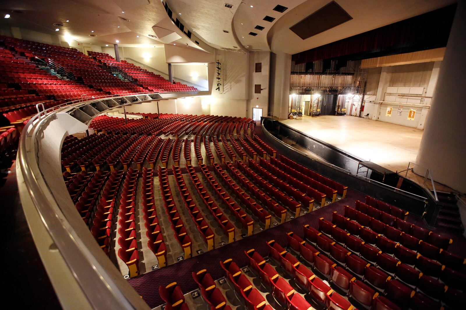 Interior of Memorial Hall.  This prominent  but languishing  historic downtown Dayton building could be better positioned for a comeback after Montgomery County, the owner of Memorial Hall, enters into an agreement Tuesday with a developer. Montgomery County Commissioners are expected to approve a deal with the Dayton-Montgomery County Port Authority and Woodard Development, a partner in the nearby mixed-use Water Street Development that continues to grow with the recent addition of 100 more apartments beyond the outfield walls at Fifth Third Field.Woodard Development seeks the right-of-first refusal to redevelop Memorial Hall at 125 E. First St. The port authority has agreed to accept the transfer of the property from the county so long as a redevelopment plan  which includes historic preservation of the building  is acceptable to all the parties, according to county documents.   TY GREENLEES / STAFF