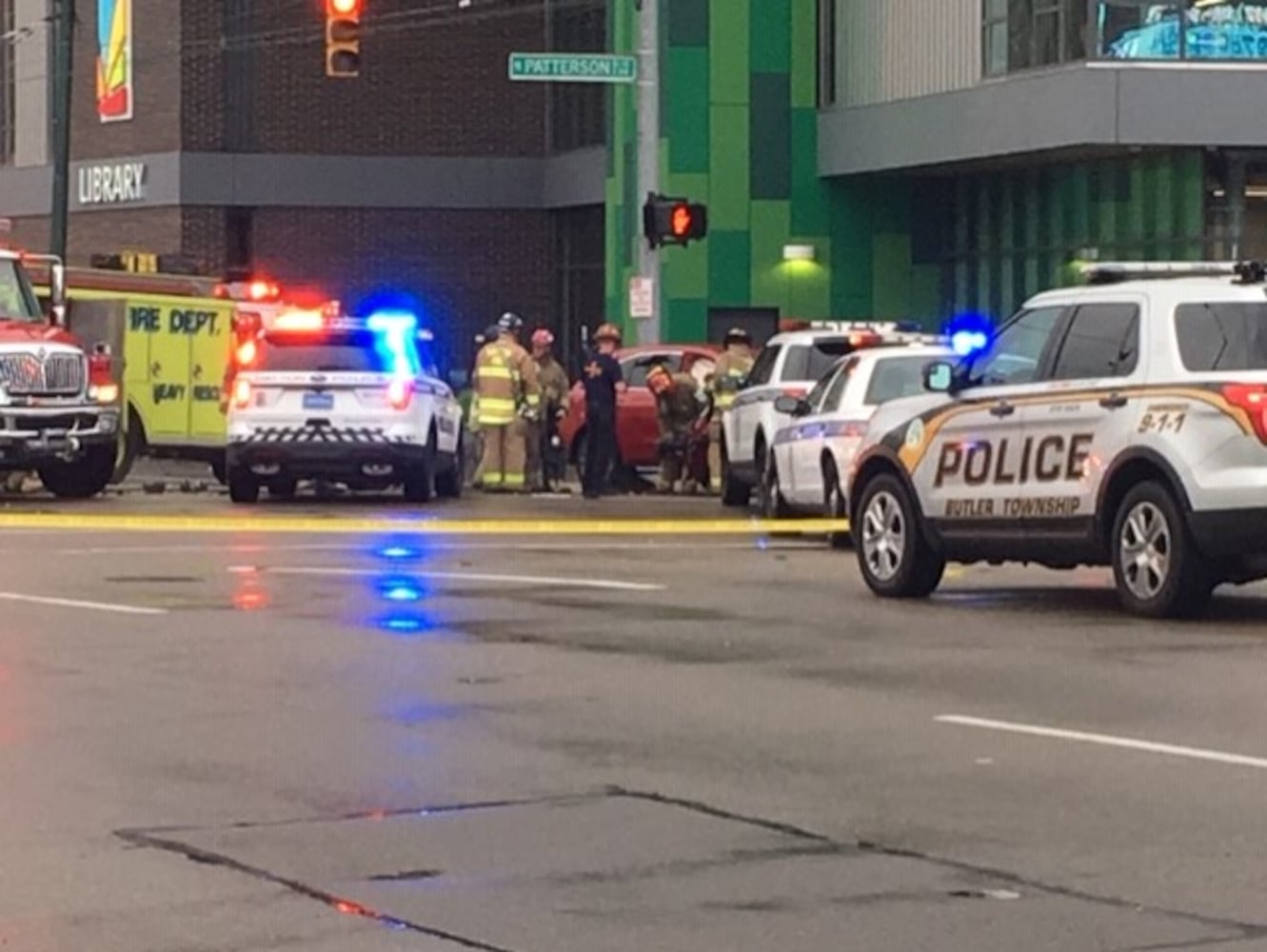 Police cruisers involved in accident near Main Library