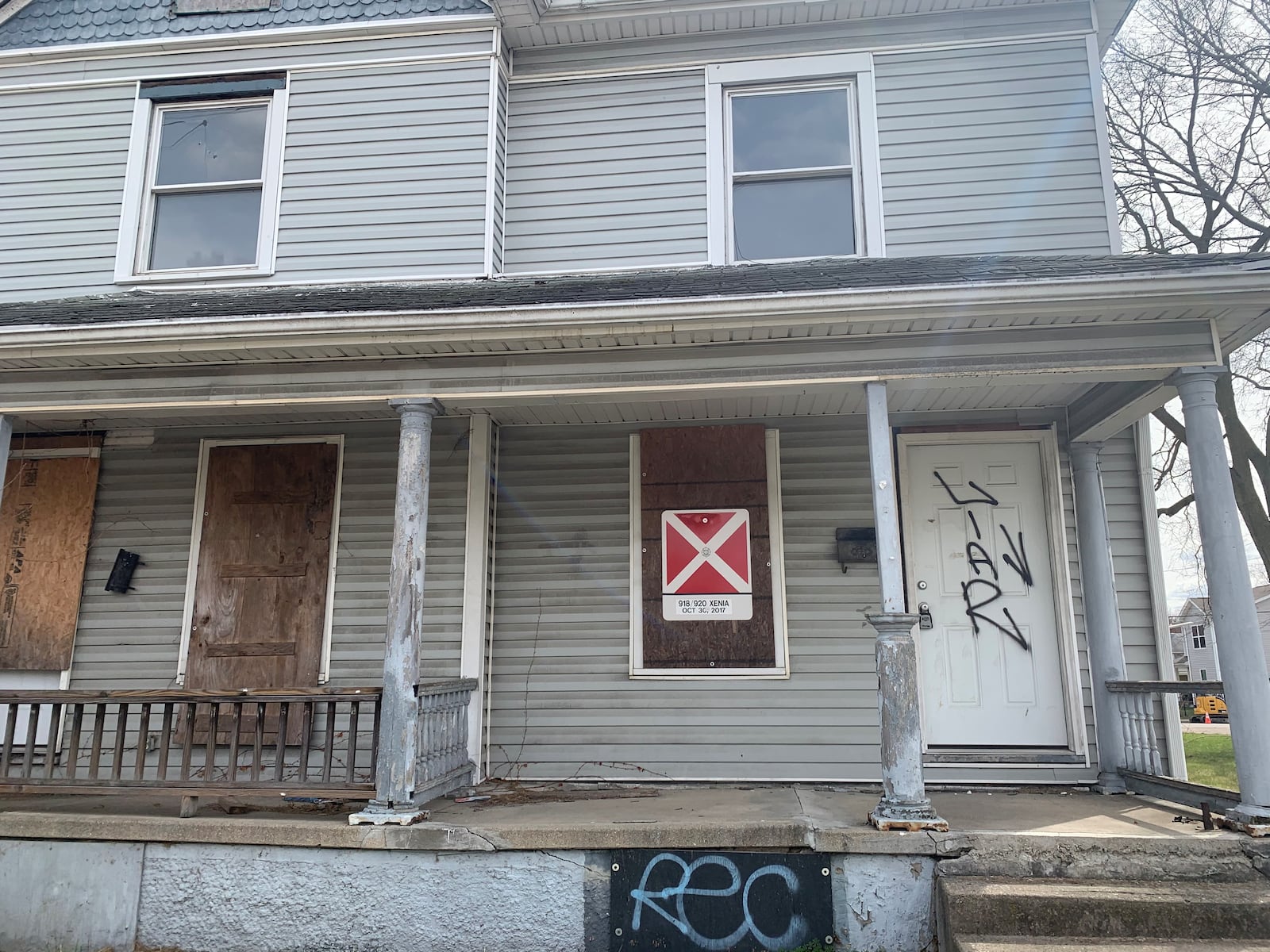 This owners of this duplex on Xenia Avenue in Dayton received $19,125 in rental assistance last year through a rental assistance program funded by federal CARES Act dollars. They claimed renters lived there, though neither unit had water service last year, and signs on the property say presence there is prohibited and the property is a risk to firefighters.