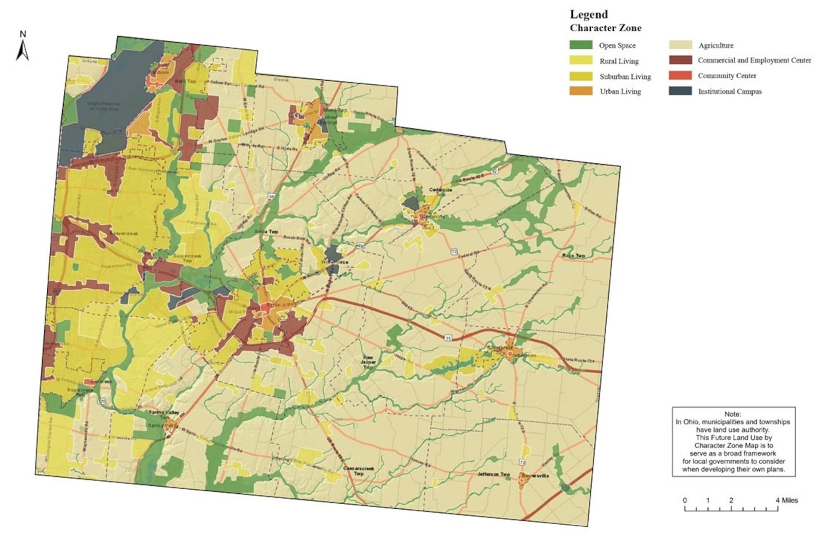 This map shows proposed future land uses in the unincorporated areas of Greene County. CONTRIBUTED