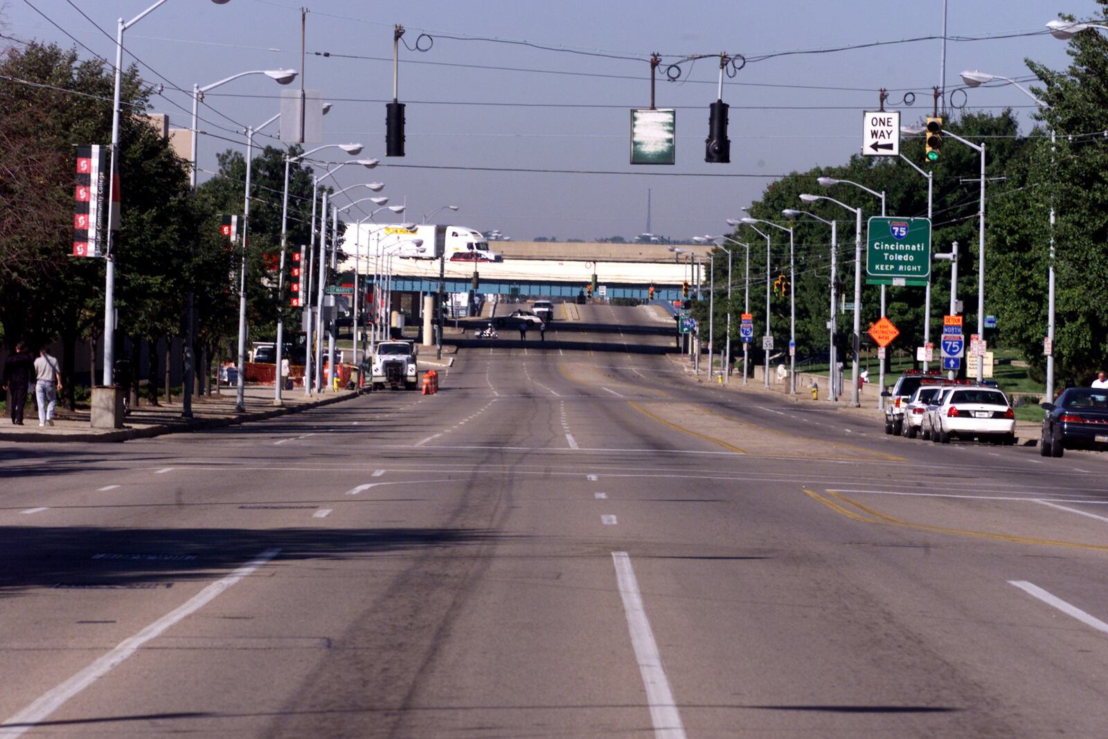 Third St, looking west, is vacant as the city police locked down Dayton after a terrorist attack Sept. 11, 2001. DAYTON DAILY NEWS ARCHIVE