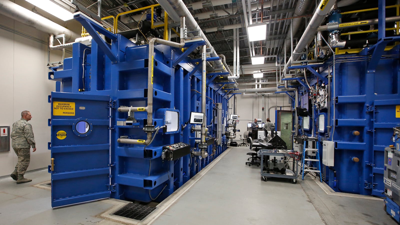 Two of the four new research altitude chambers at Wright Patterson Air Force Base 711th Human Performance Wing.  TY GREENLEES / STAFF