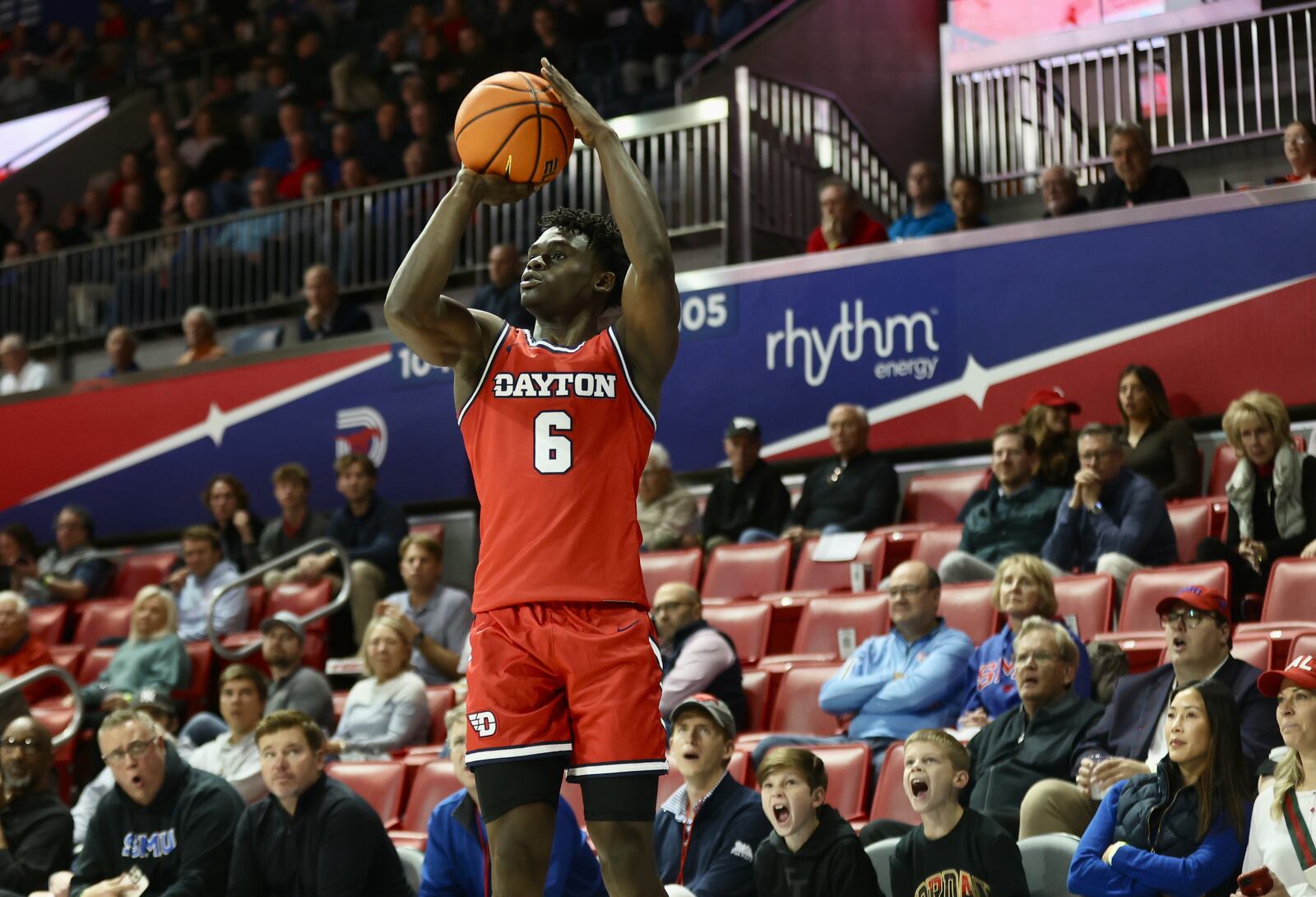 DaytonS Enoch Cheeks shoots against Southern Methodist on Wednesday, Nov. 29, 2023, at Moody Coliseum in Dallas, Texas. David Jablonski/Staff