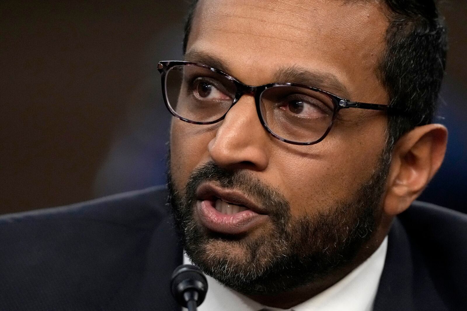 Kash Patel, President Donald Trump's choice to be director of the FBI, appears before the Senate Judiciary Committee for his confirmation hearing, at the Capitol in Washington, Thursday, Jan. 30, 2025. (AP Photo/Ben Curtis)