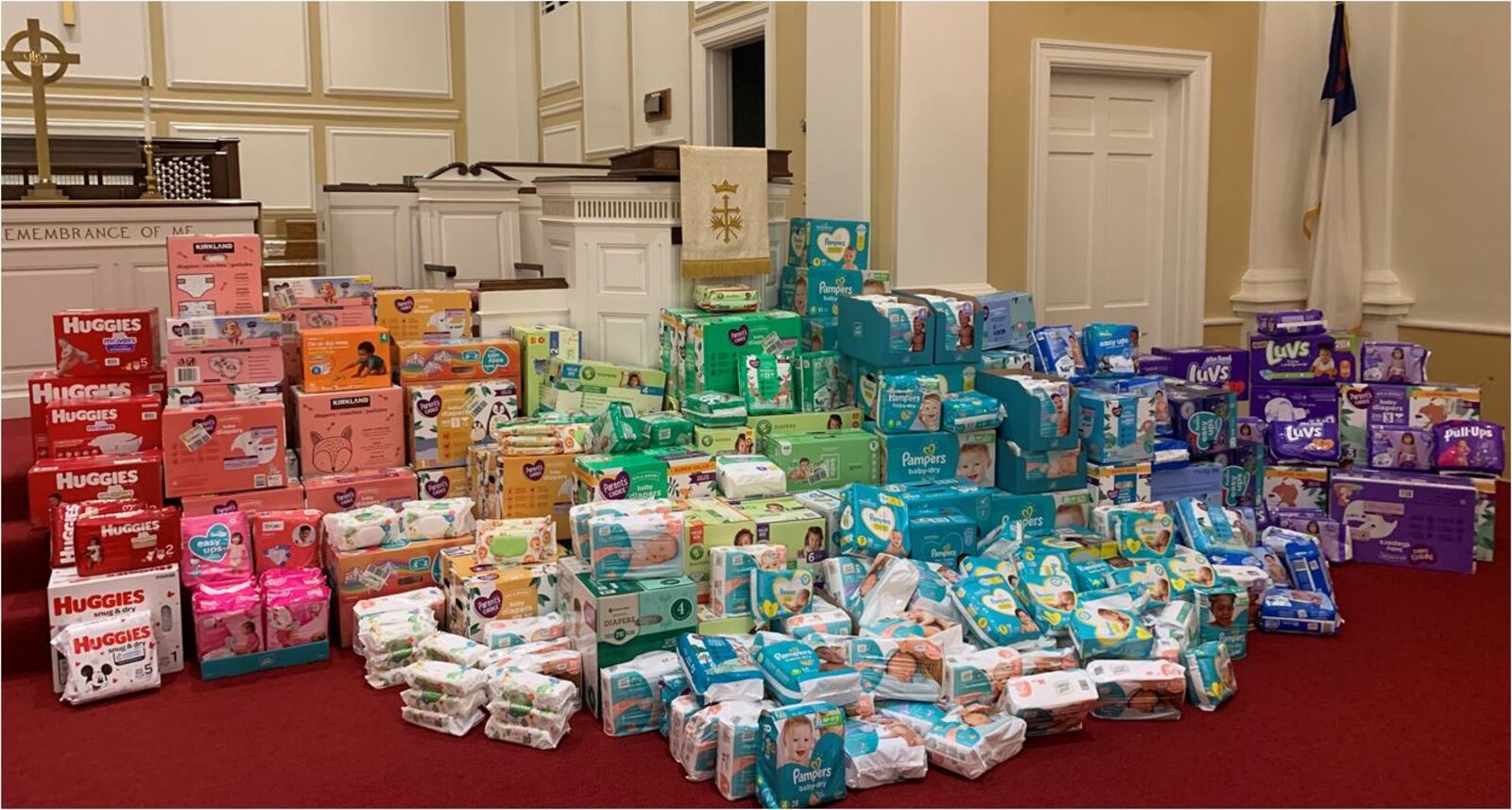 Madison Lewis and others raised $23,500 worth of diapers so parents can send their children to preschool or day care, and go to work themselves. PROVIDED