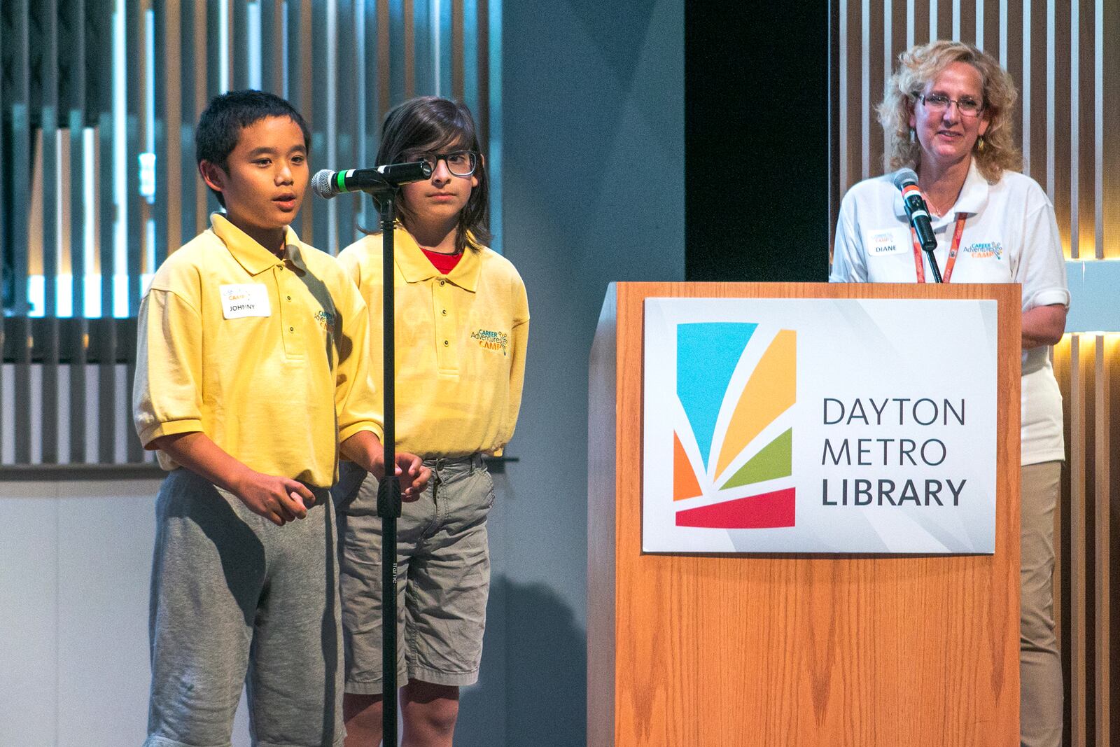 Diane Farrell makes remarks for graduates of Career Adventures Camp, an immersive week long camp helping middle schoolers explore in-demand careers in our region.   CONTRIBUTED PHOTO