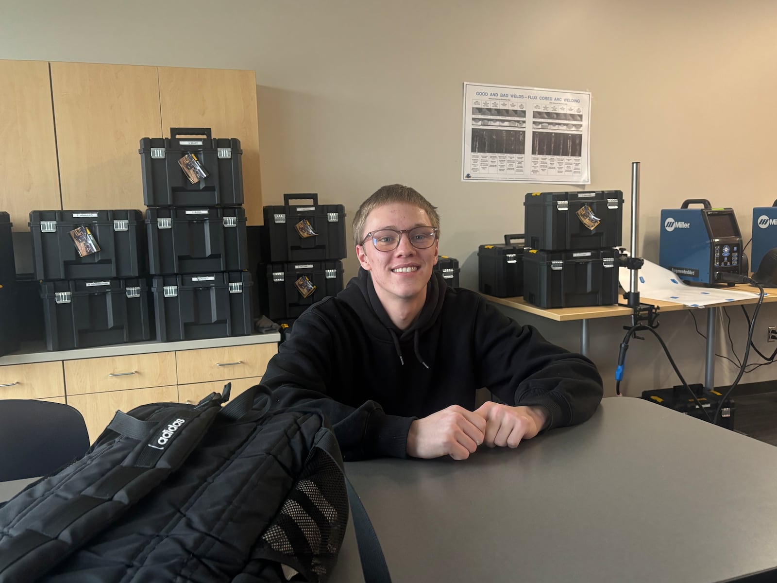 Jason Ware, a Northridge junior, is a student in the career tech center's welding class. He plans to take a job with a local sheet metal union. Eileen McClory / staff