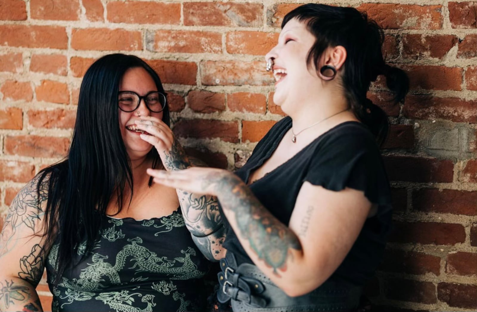 Olivia Hatton and Taylor Diamond-Baker (left to right) are the owners of Golden Hour Piercings in the Oregon District (Photo Credit: Sydney Newland/Cinnamon + Birch).