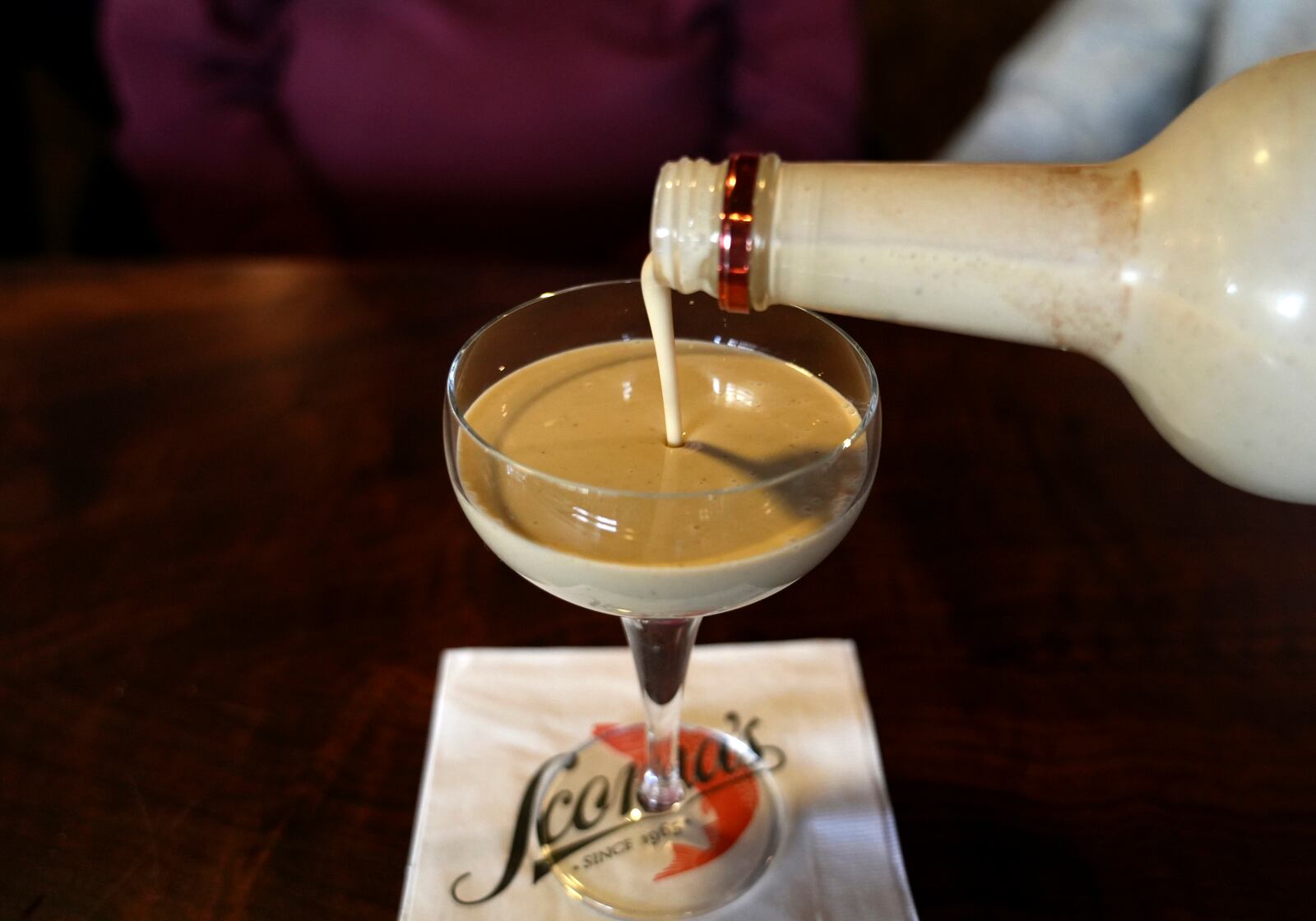 A glass of eggnog, which is prepared 11 months in advance, is shown at Scoma's Restaurant in San Francisco on Tuesday, Dec.10, 2024. (AP Photo/Terry Chea)