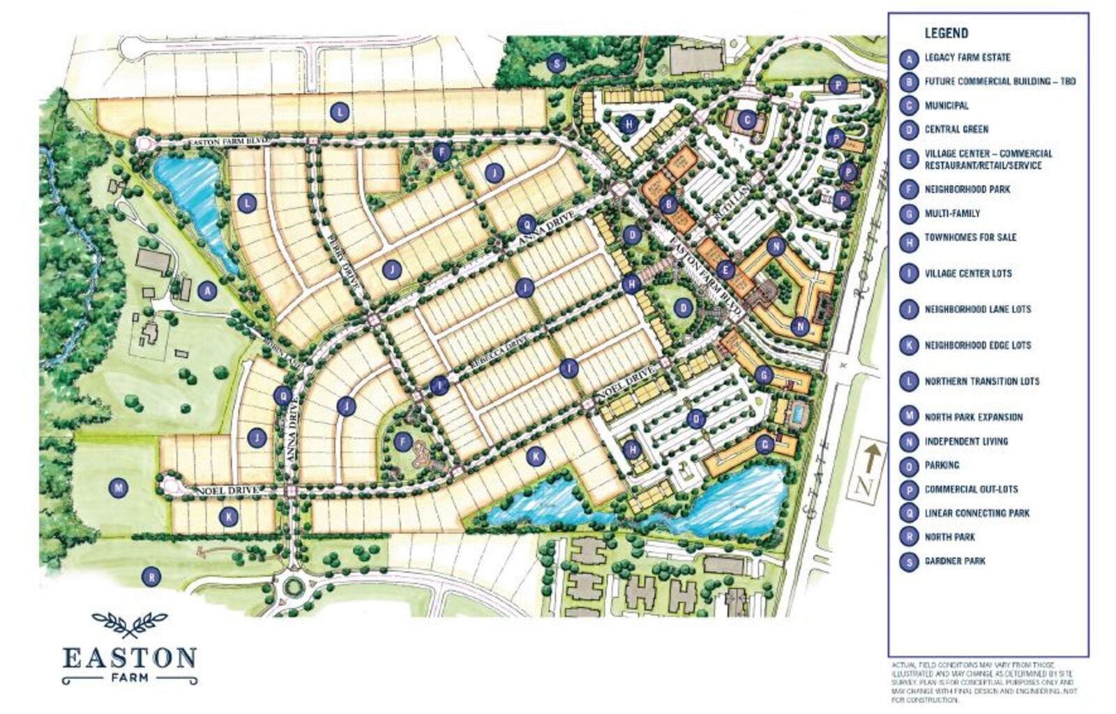 This is the latest map submitted by the developers of the Easton Farm project to the city of Springboro. The Springboro Planning Commission  gave unanimous approval for the rezoning request and the general preliminary plan at its meeting Wednesday. CONTRIBUTED