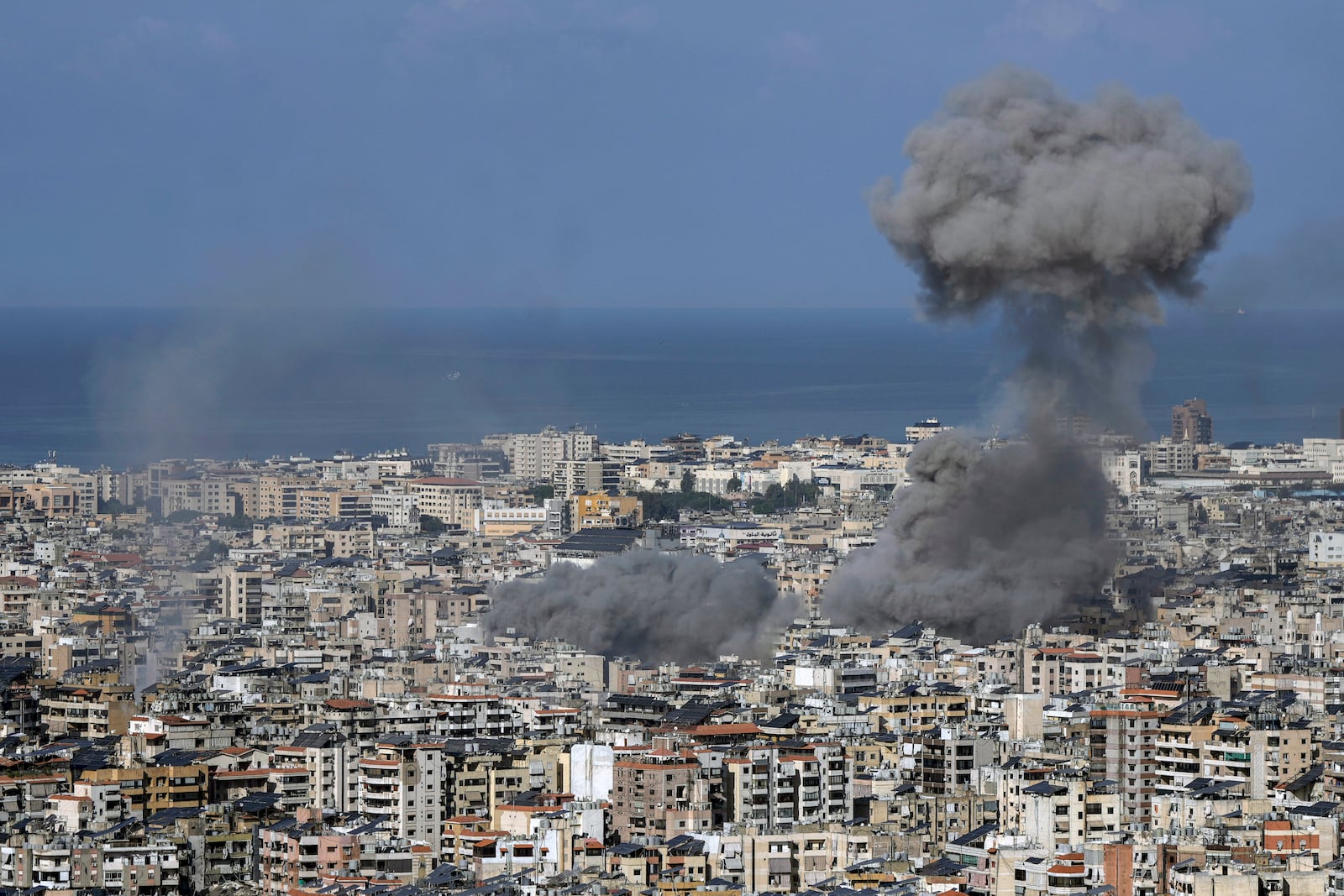 Smoke rises after an Israeli airstrike on Dahiyeh, in the southern suburb of Beirut, Lebanon, Saturday, Nov. 16, 2024. (AP Photo/Bilal Hussein)