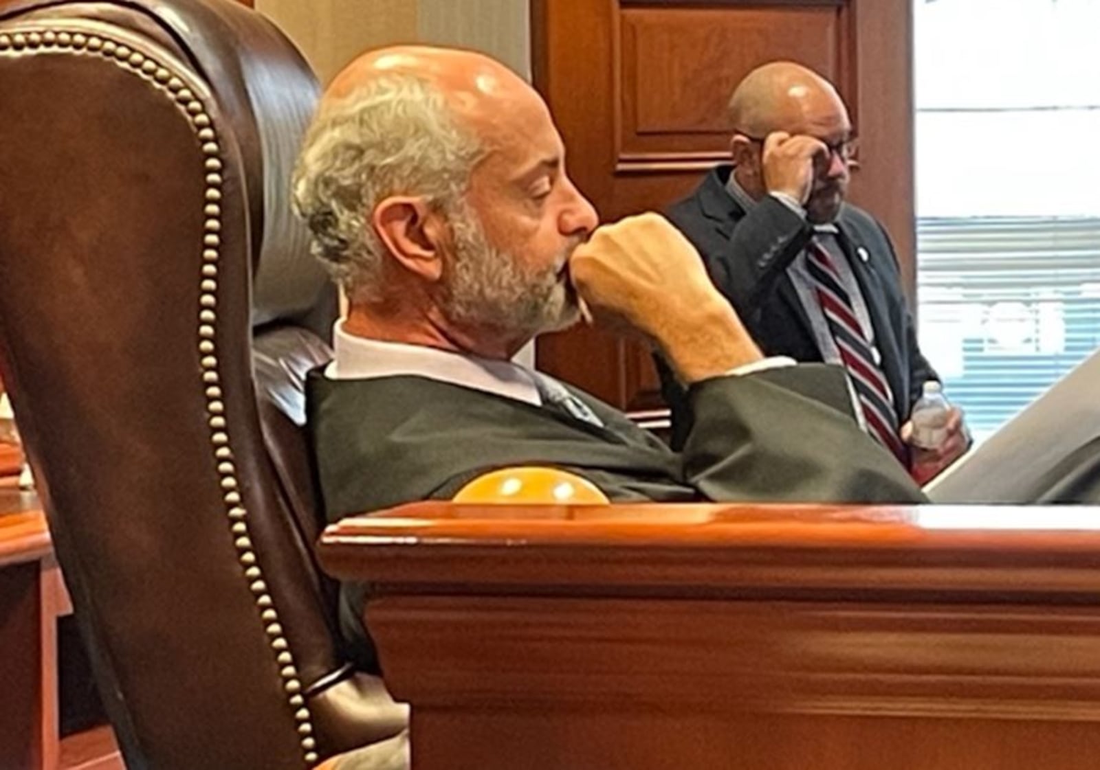 Butler County Common Pleas Judge Greg Stephens Monday during the sentencing hearing for Jeremy Bruce Taylor. JAY WARREN/WCPO