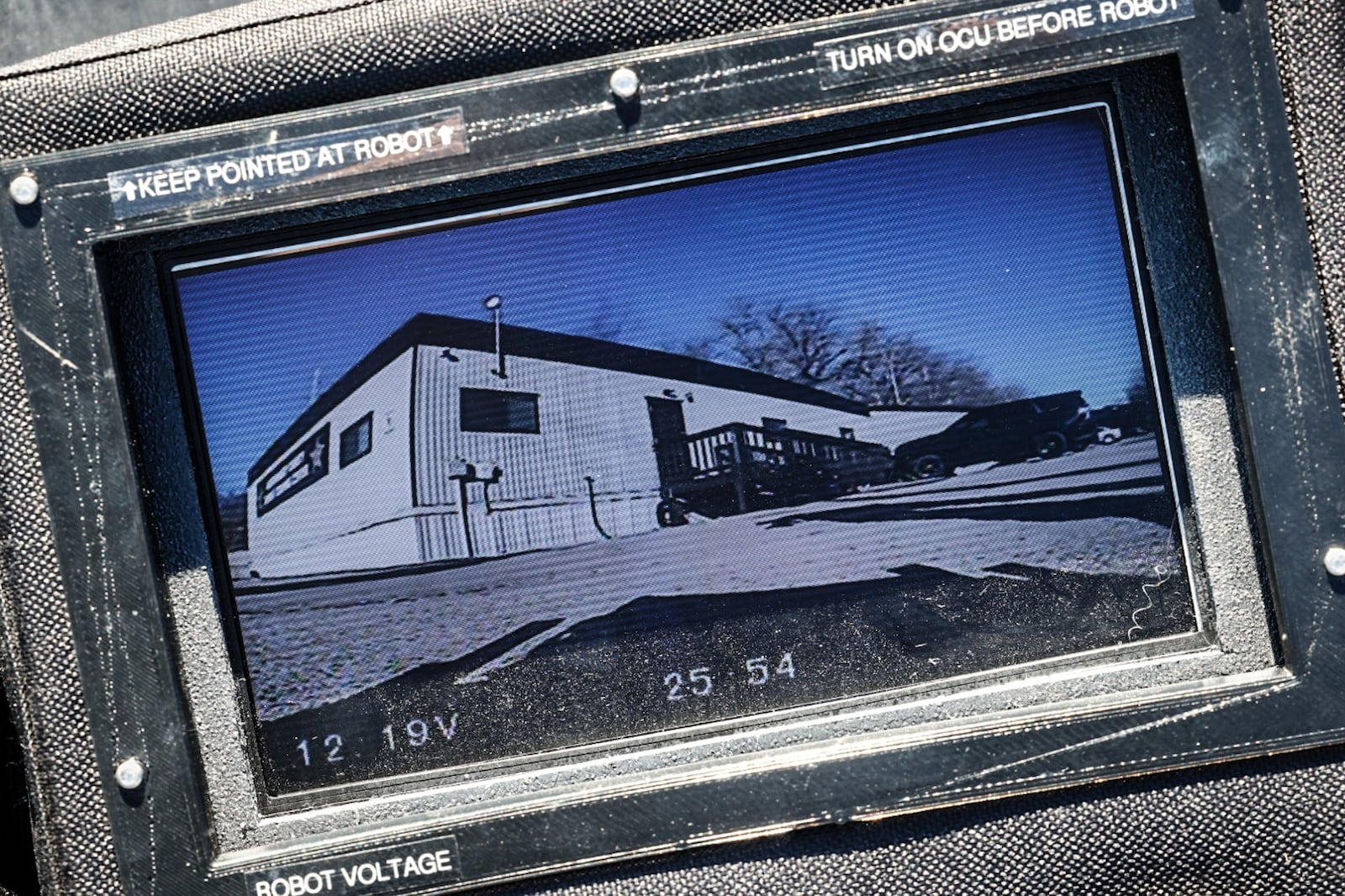 This is a screen shot from a robot that enters building during SWAT standoffs. JIM NOELKER/STAFF