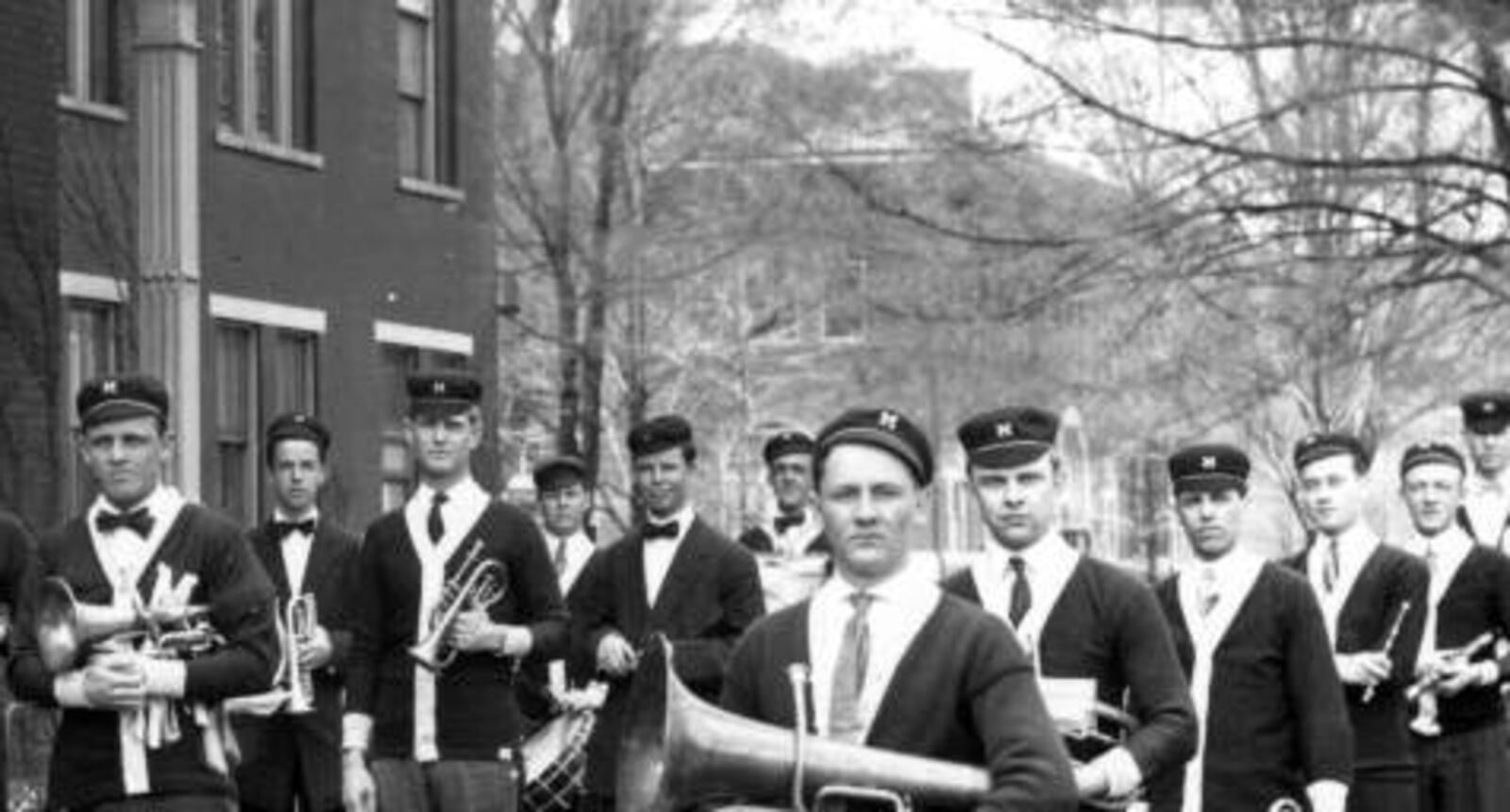 The Miami University band photographed in 1909. MIAMI UNIVERSITY LIBRARIES, FRANK SNYDER COLLECTION