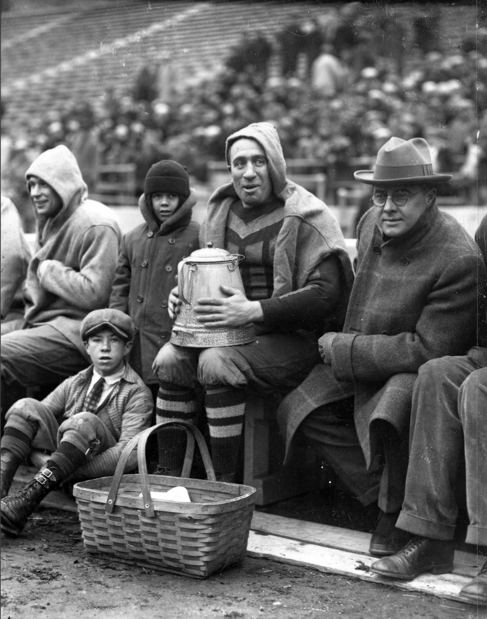 Ohio State University football fans and players photographed on the sidelines in Columbus circa 1920. PHOTO COURTESY OF THE OHIO HISTORY CONNECTION