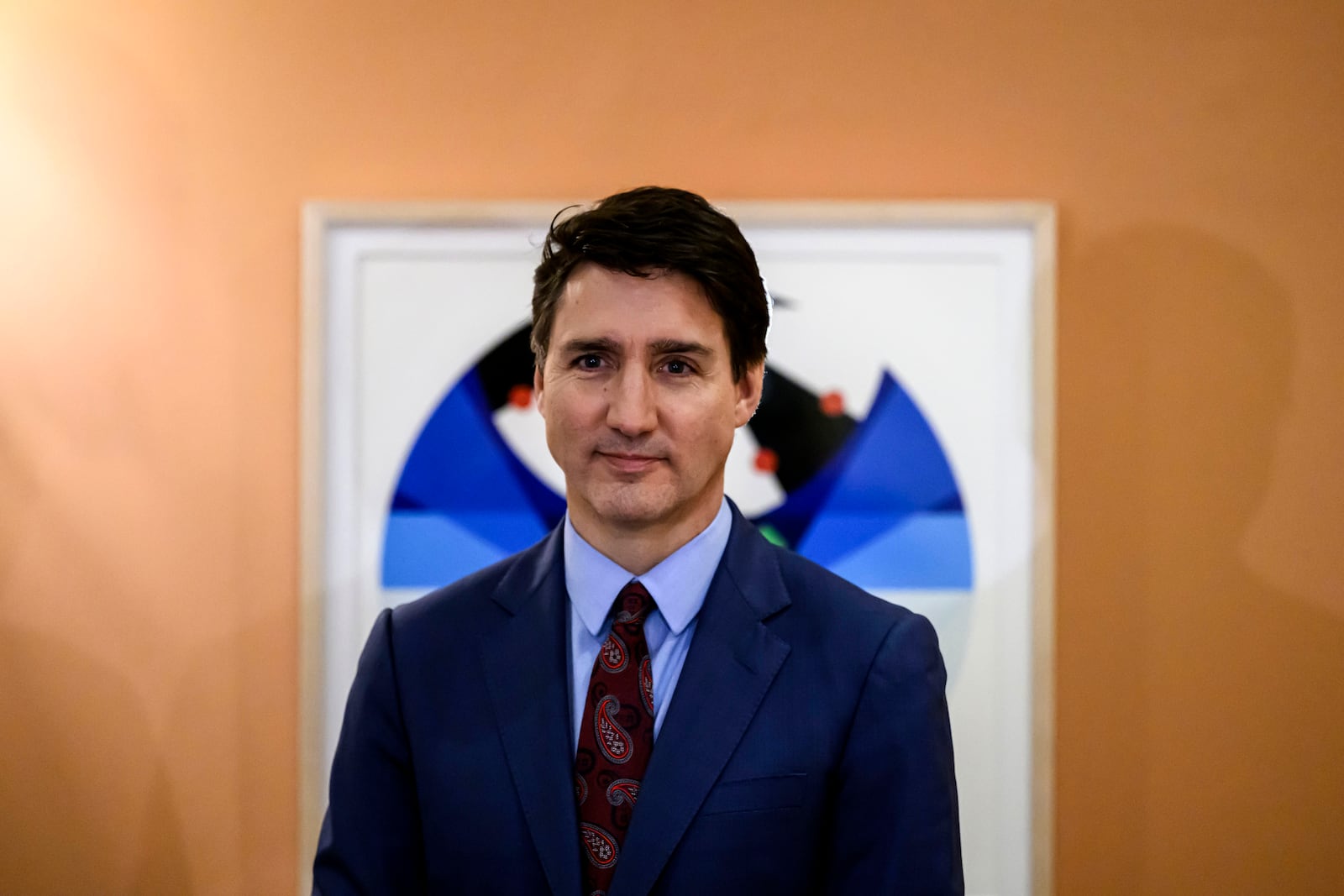 Canada's Prime Minister Justin Trudeau participates in a ceremony as Dominic LeBlanc, not shown, is sworn in as Finance Minister, at Rideau Hall in Ottawa, Ontario, Monday, Dec. 16, 2024. (Justin Tang/The Canadian Press via AP)