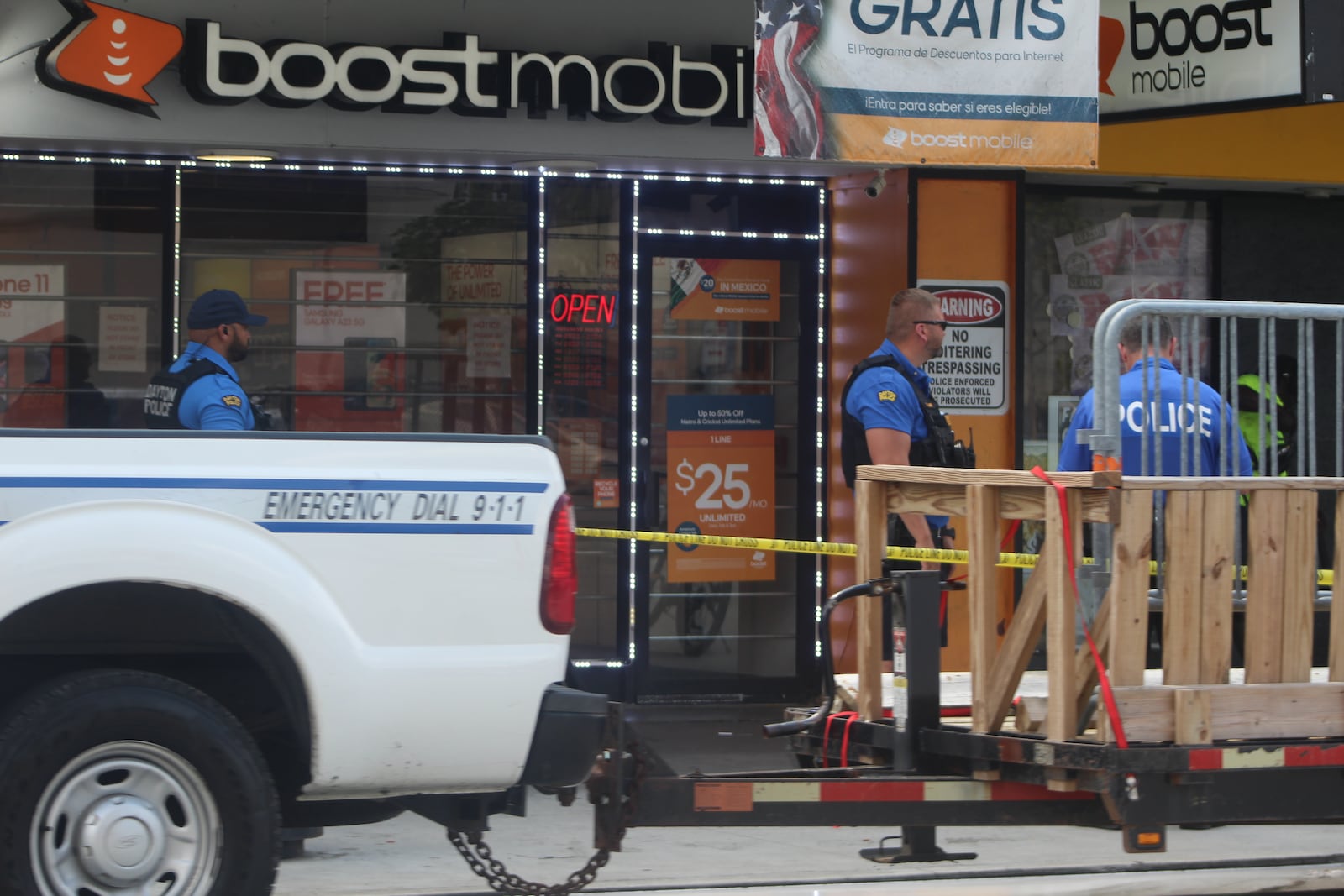 Dayton police on South Jefferson Street near the Greater Dayton RTA's downtown transit hub. Local leaders say nearly $1.5 million has been invested into the area around the hub to address safety issues that they claim high school students are causing. CORNELIUS FROLIK / STAFF